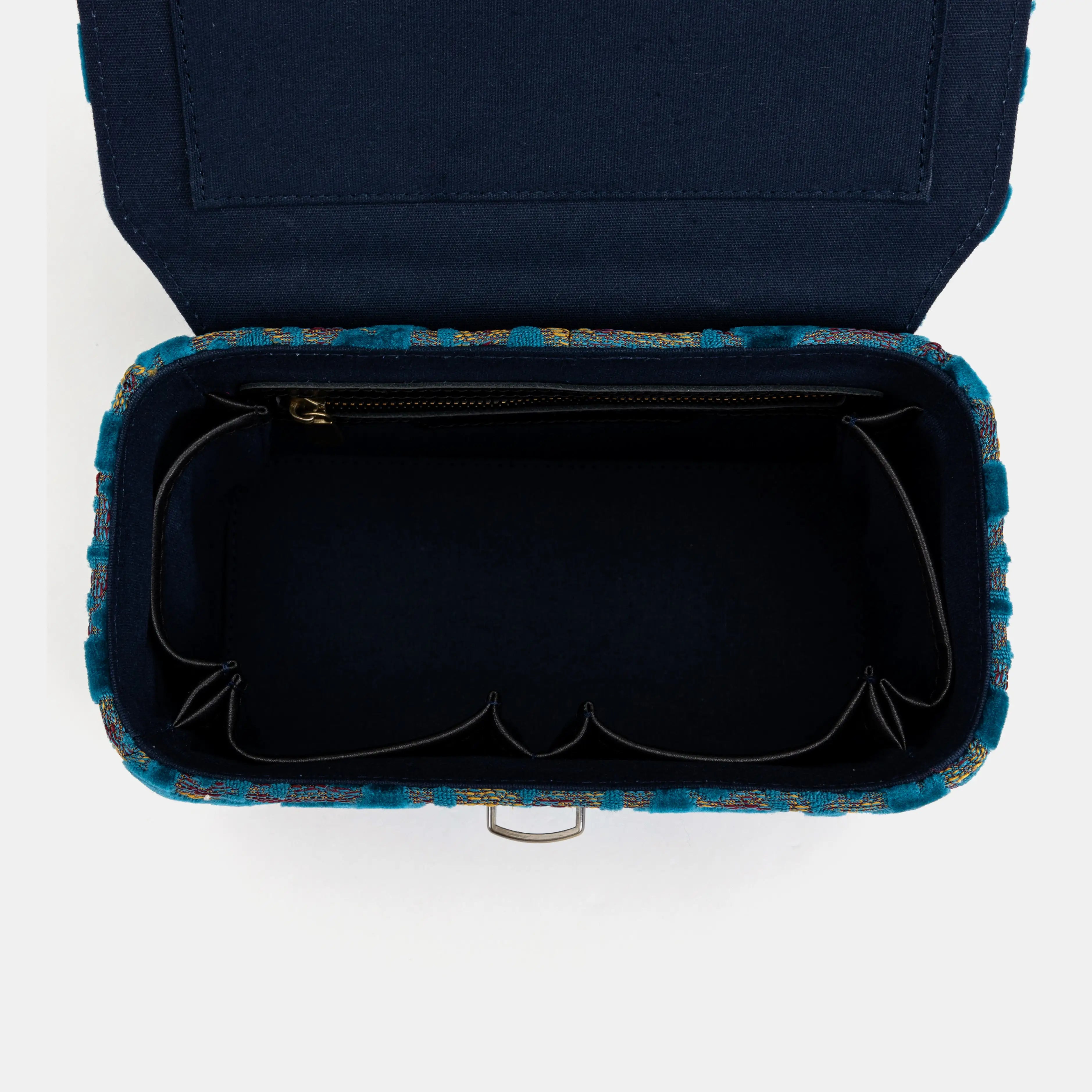 Burnout Velvet Aqua Blue Clara Medium Train Case Purse  of America inside