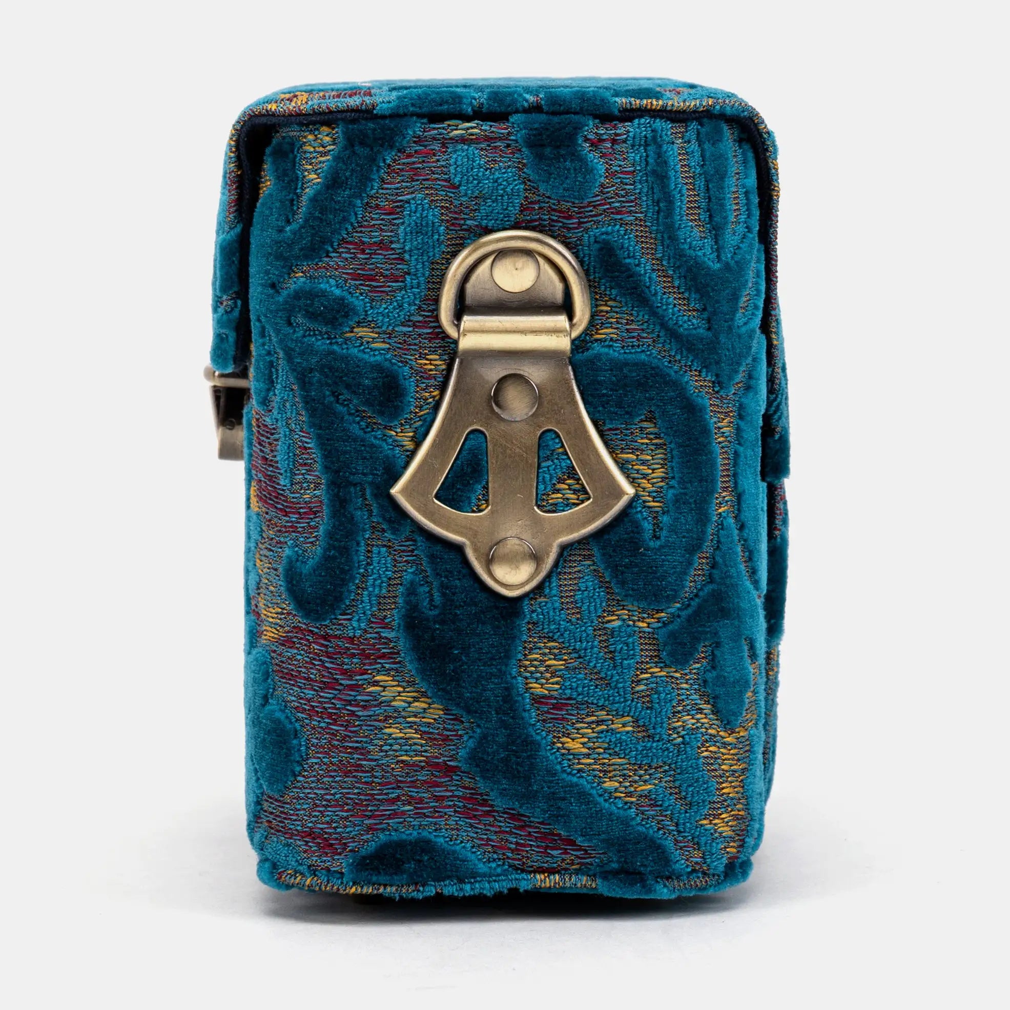 Burnout Velvet Aqua Blue Emma Small Train Case Crossbody inside