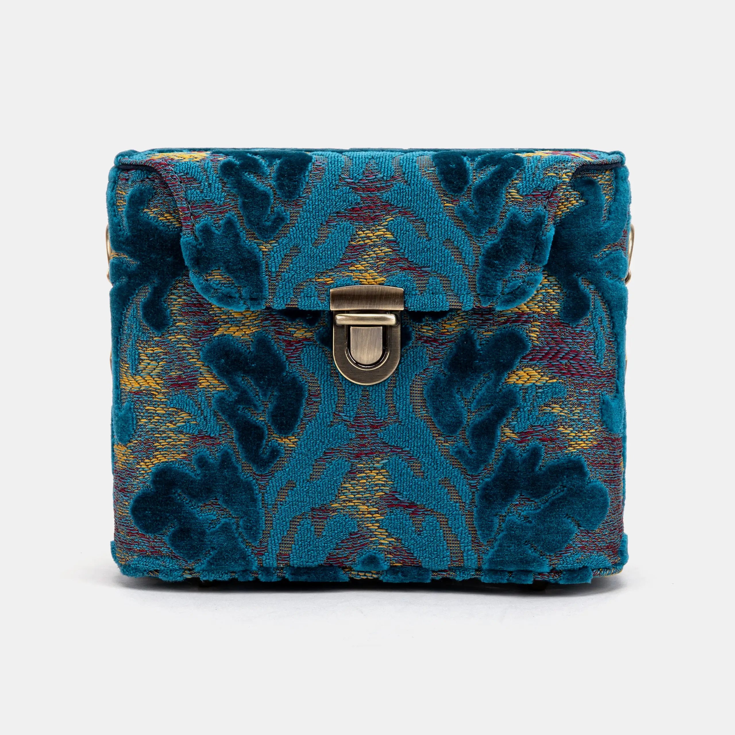 Burnout Velvet Aqua Blue Emma Small Train Case Crossbody primary