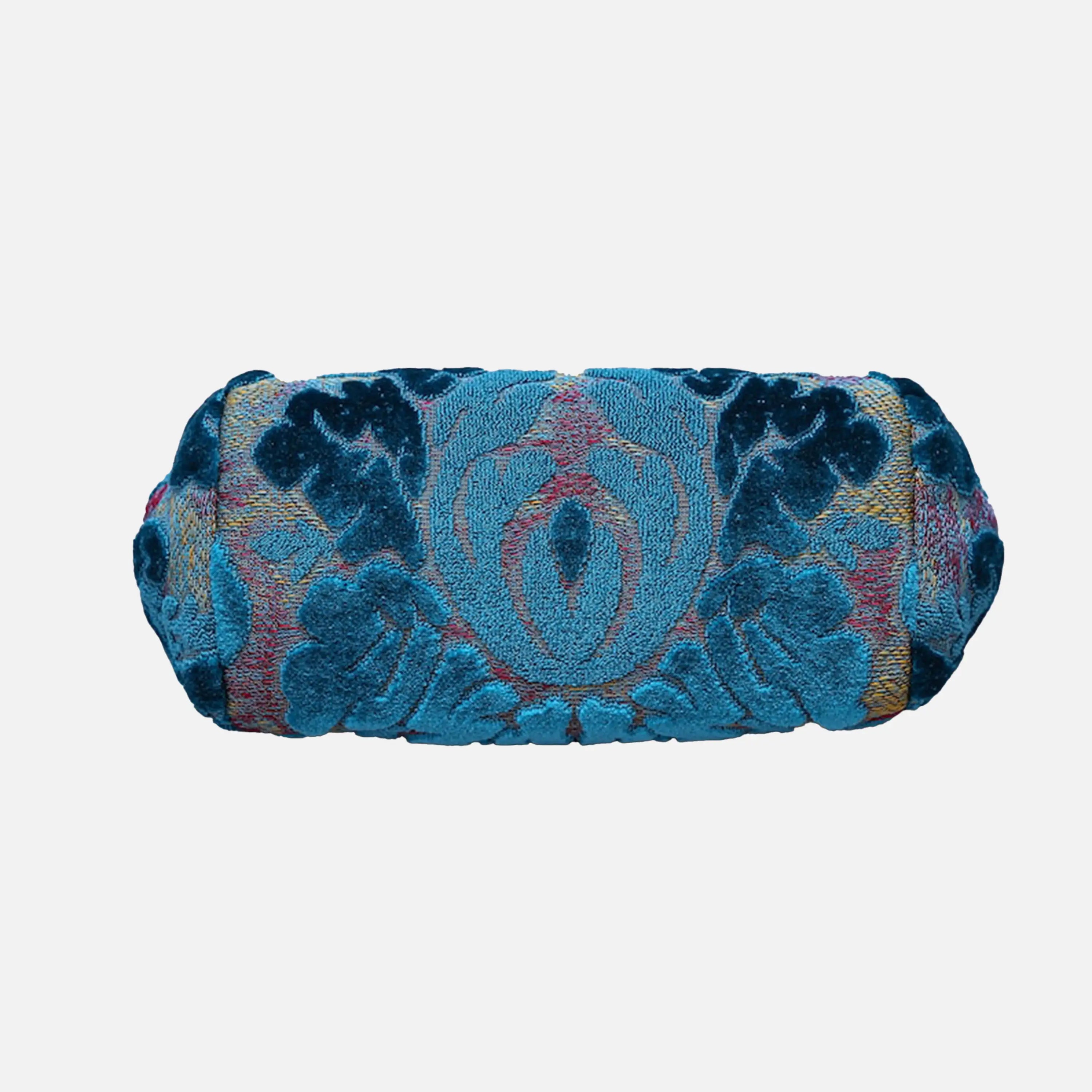 Burnout Velvet Aqua Blue Evening Bag Clutch carpet bag of America bottom