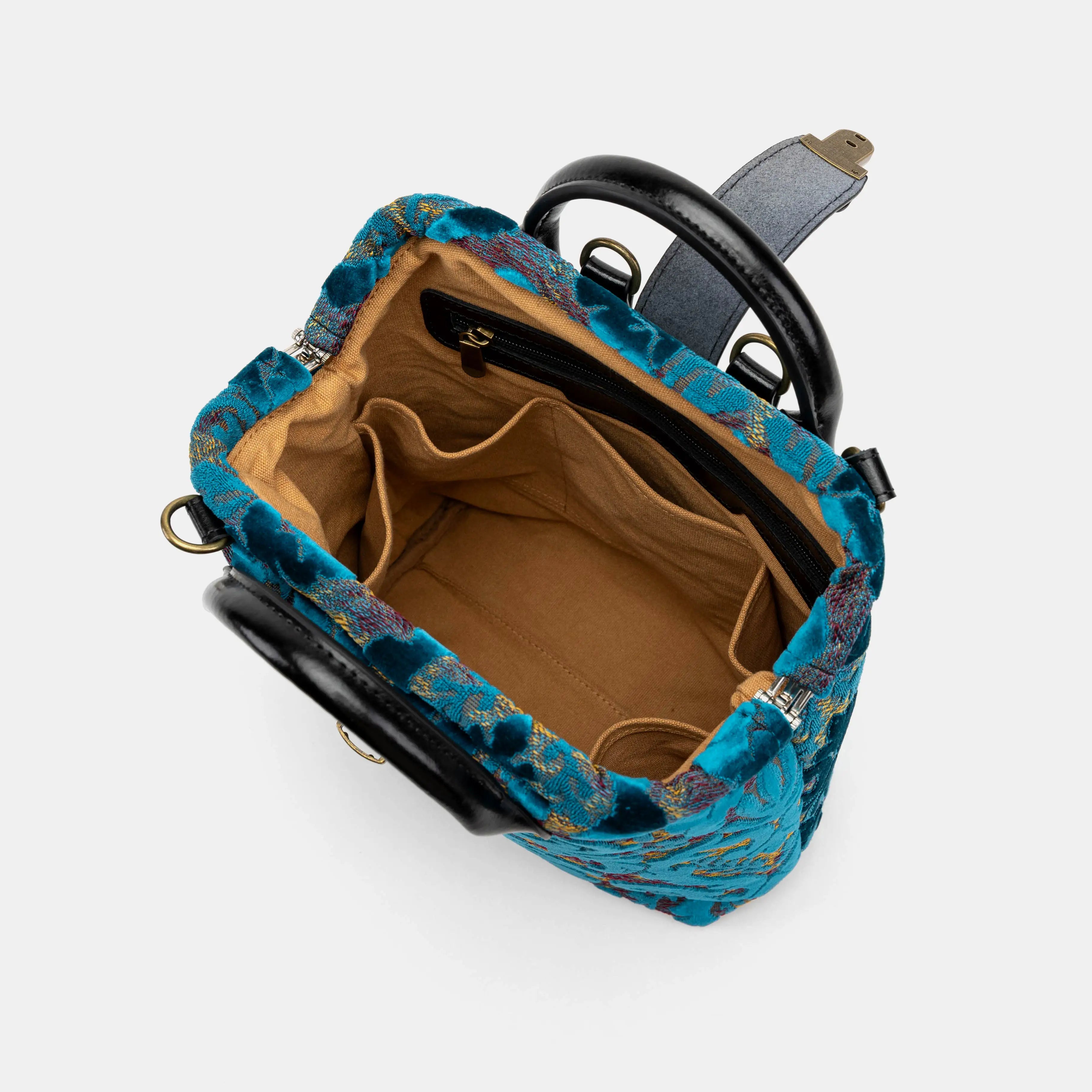 Burnout Velvet Aqua Blue Everyday Backpack of America inside