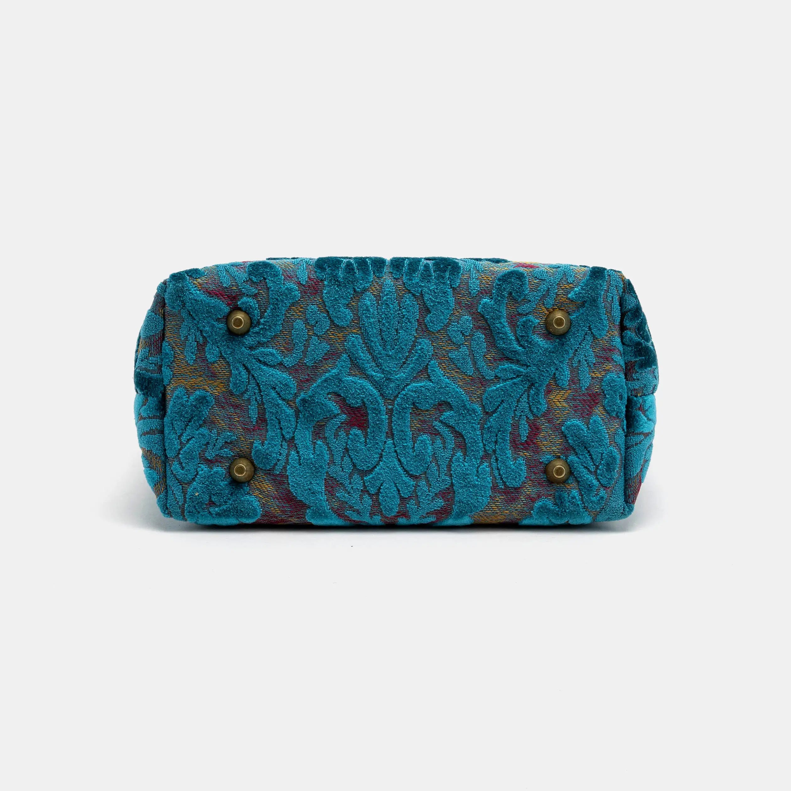 Burnout Velvet Aqua Blue Everyday Tote Bag Carpetbag of America bottom