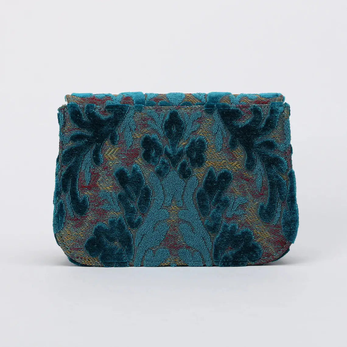 Burnout Velvet Aqua Blue Flap Crossbody Bag carpet bag of America back
