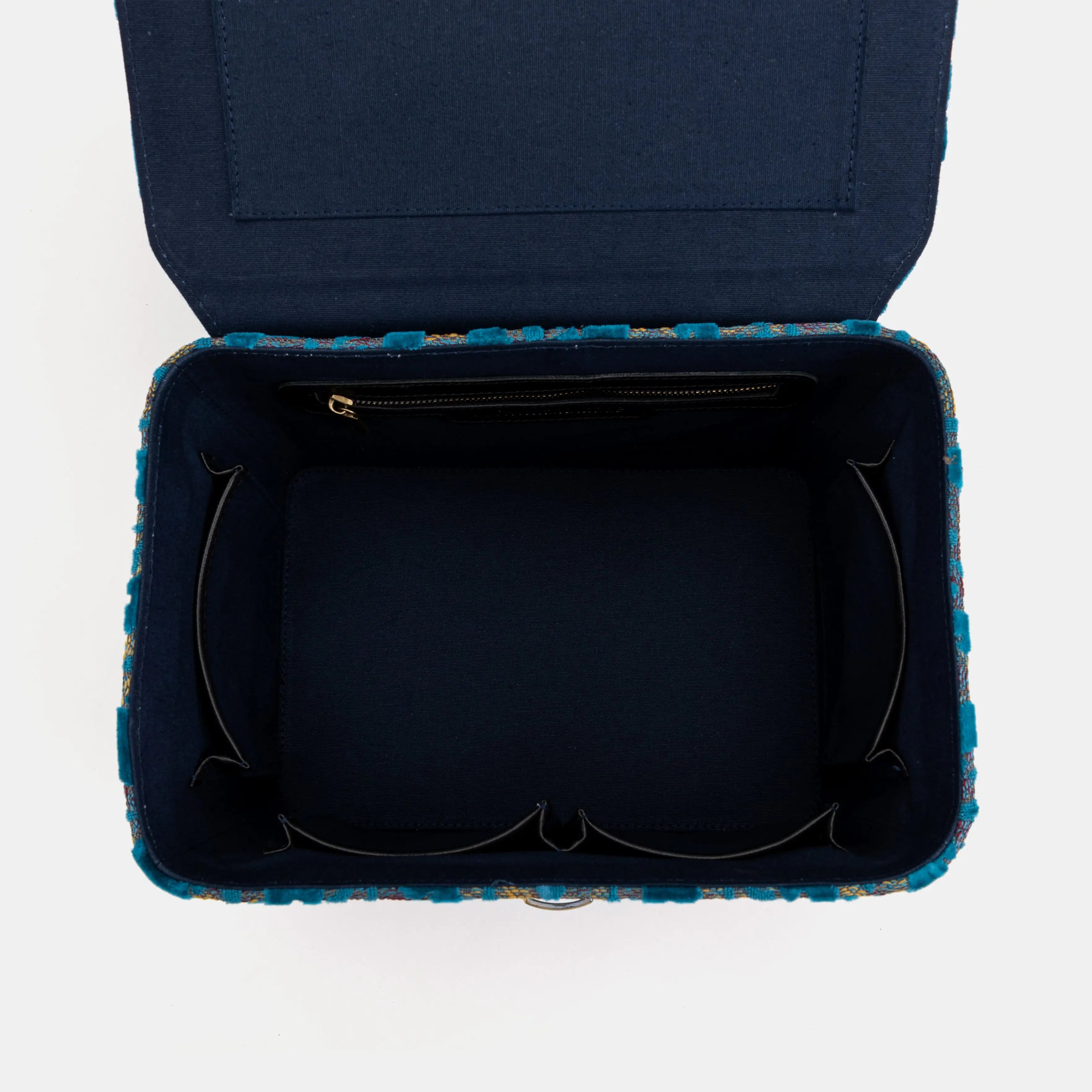 Burnout Velvet Aqua Blue Josephine Large Train Case open