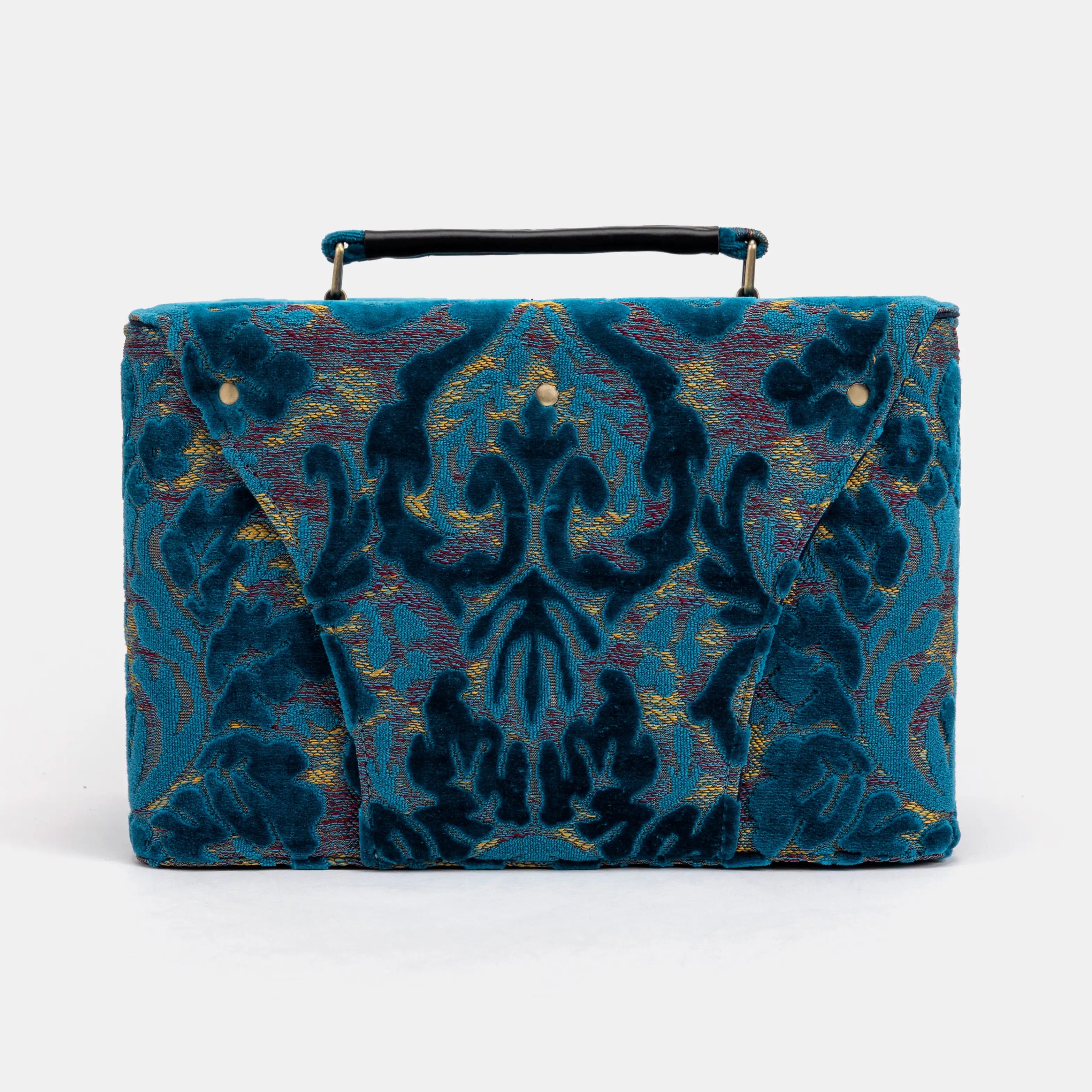 Burnout Velvet Aqua Blue Josephine Large Train Case back
