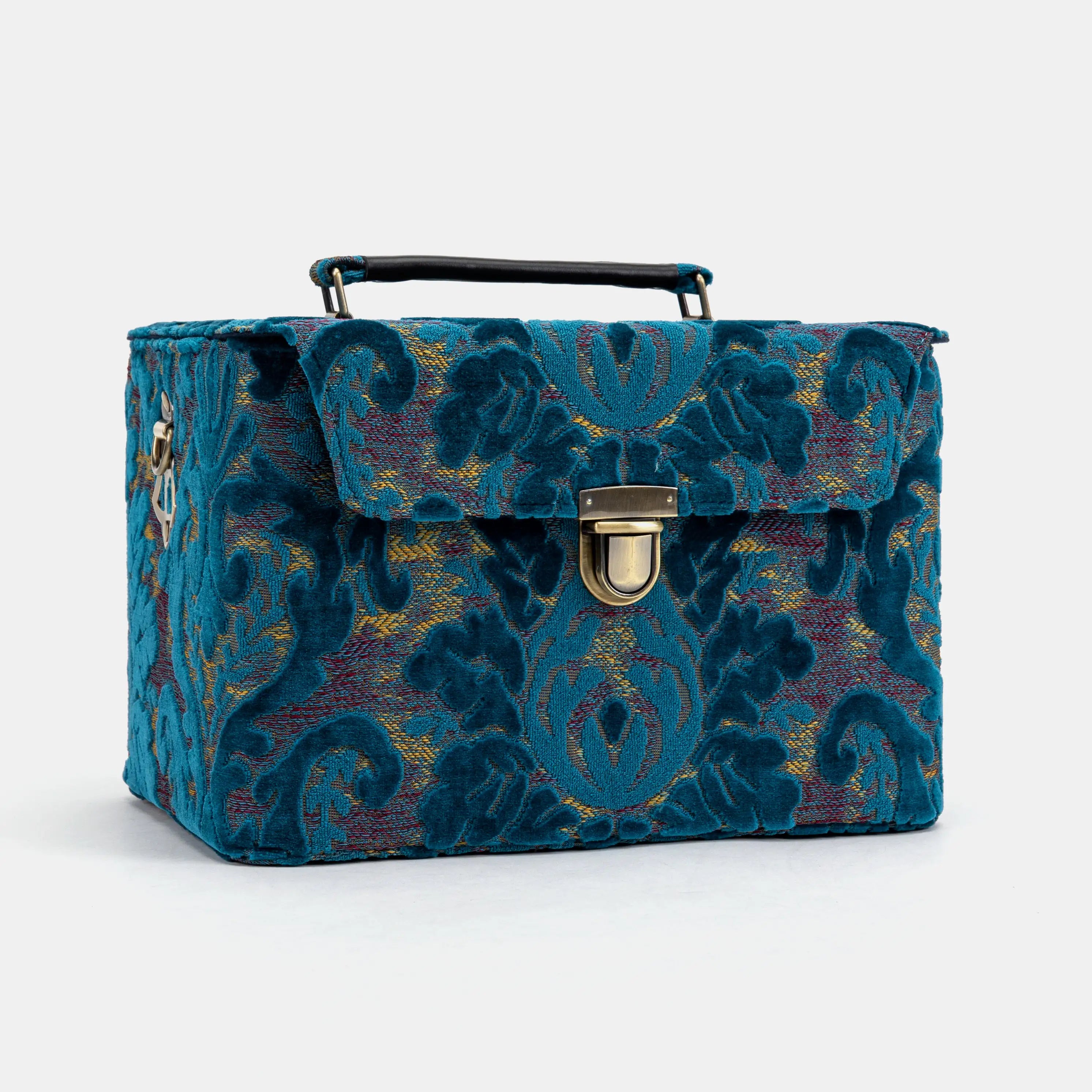 Burnout Velvet Aqua Blue Josephine Large Train Case primary