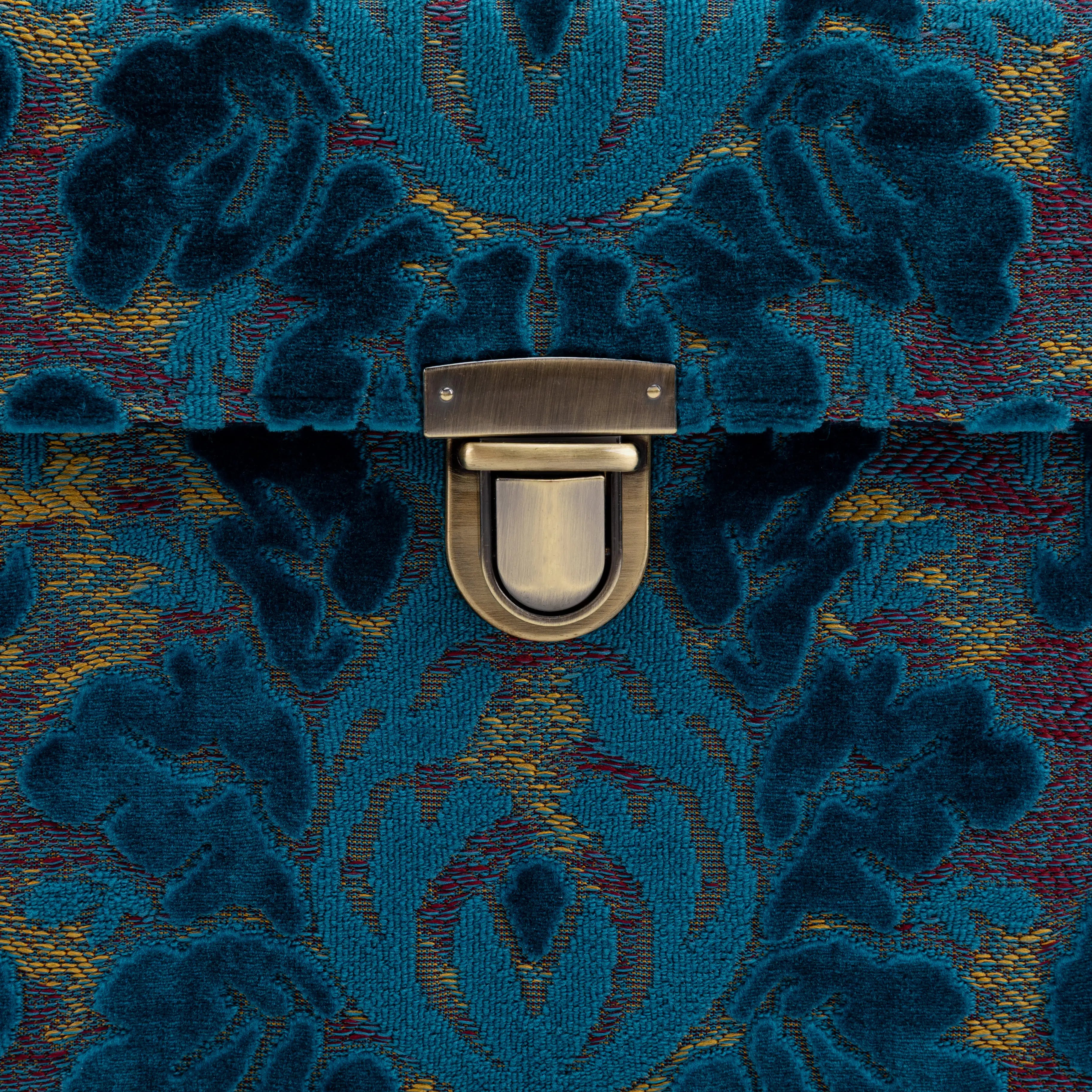 Burnout Velvet Aqua Blue Josephine Large Train Case detail