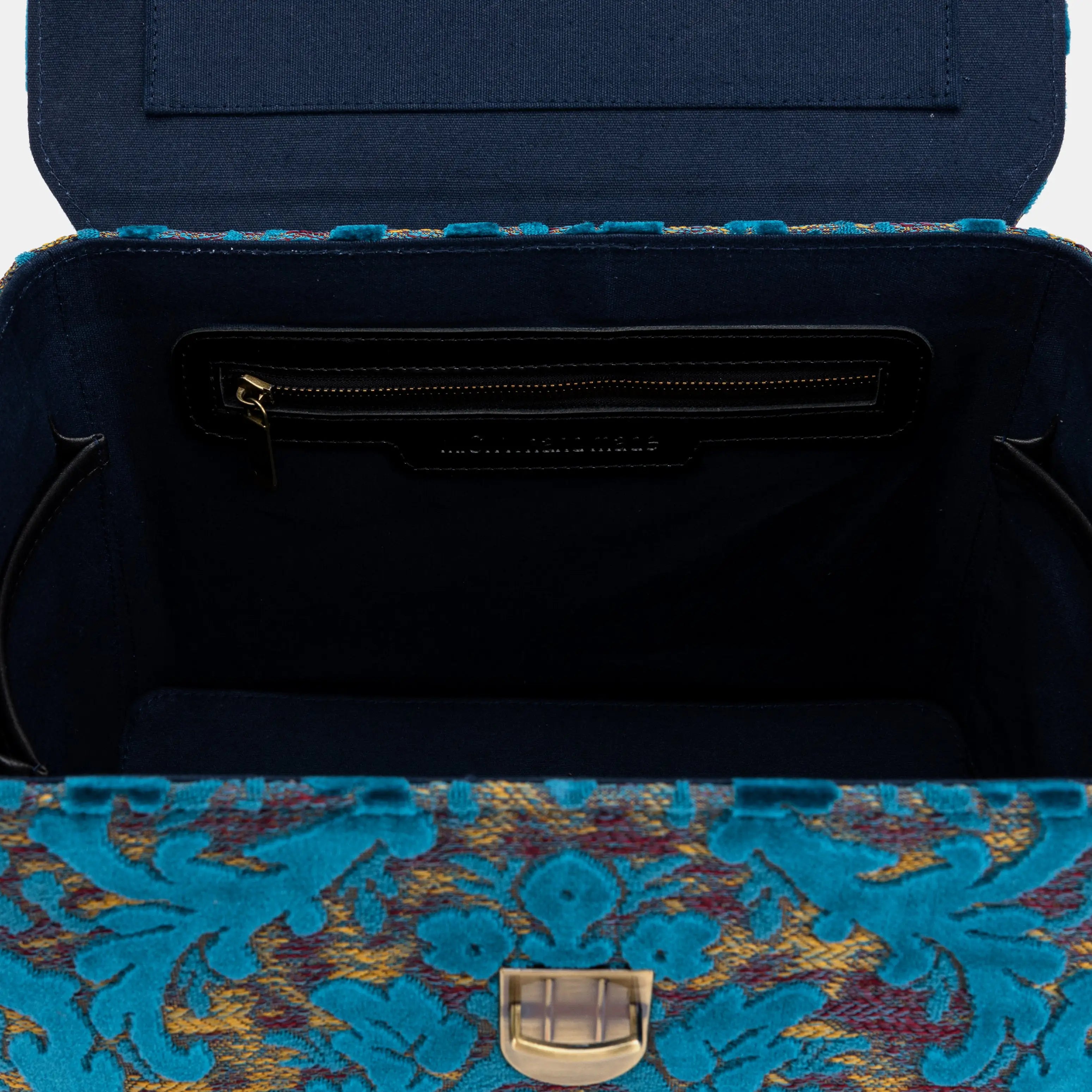 Burnout Velvet Aqua Blue Josephine Large Train Case open