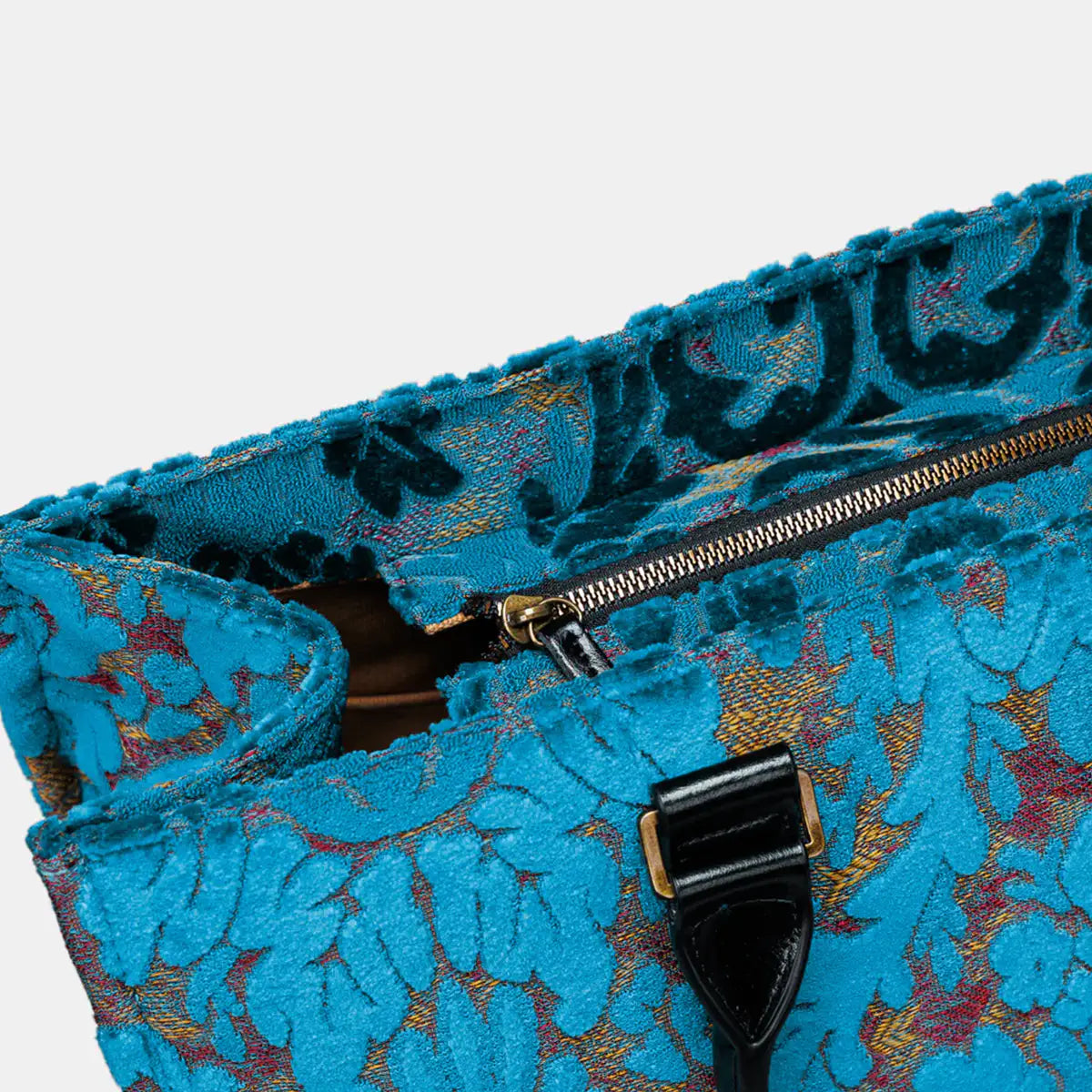 Burnout Velvet Aqua Blue Laptop Work Tote of America detail