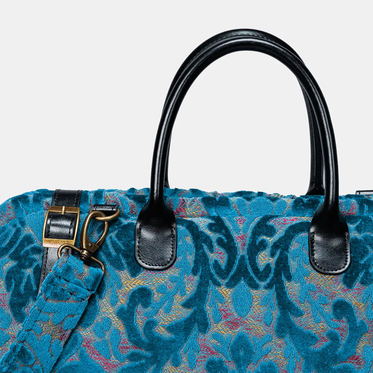 Burnout Velvet Aqua Blue Large Carpetbag of America handle
