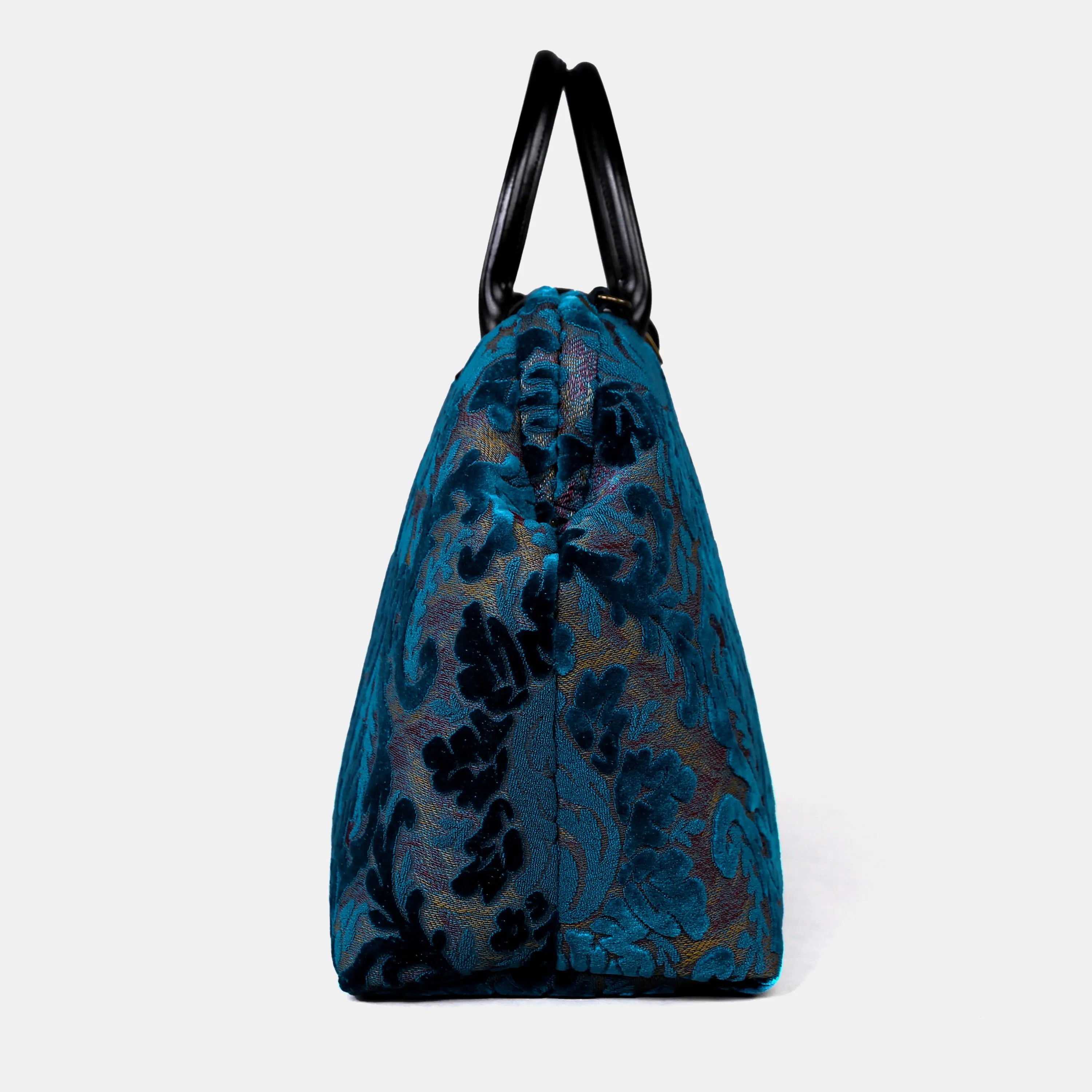 Burnout Velvet Aqua Blue Mary Poppins Weekender Carpetbag of America side