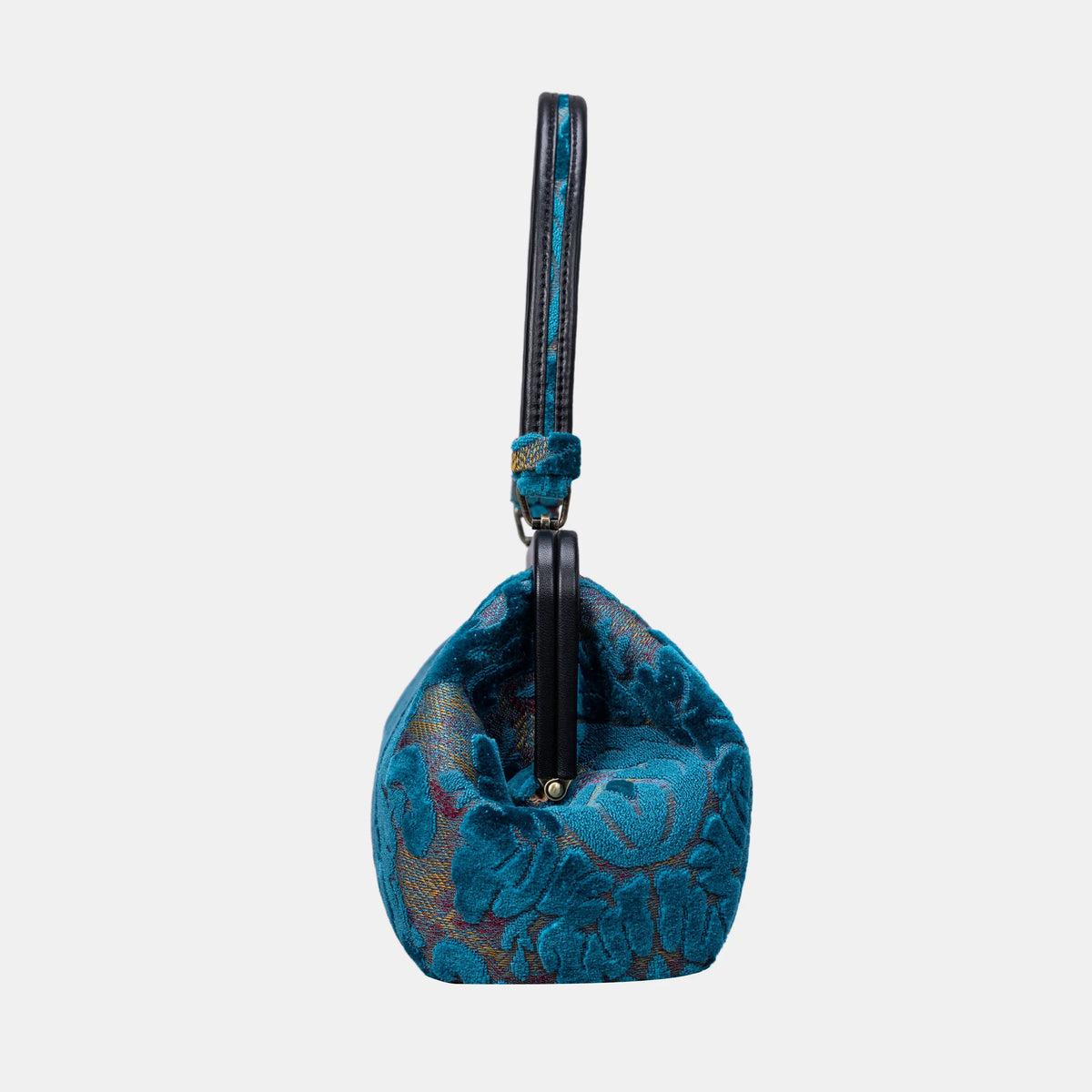 Burnout Velvet Aqua Blue Shoulder Bag inside