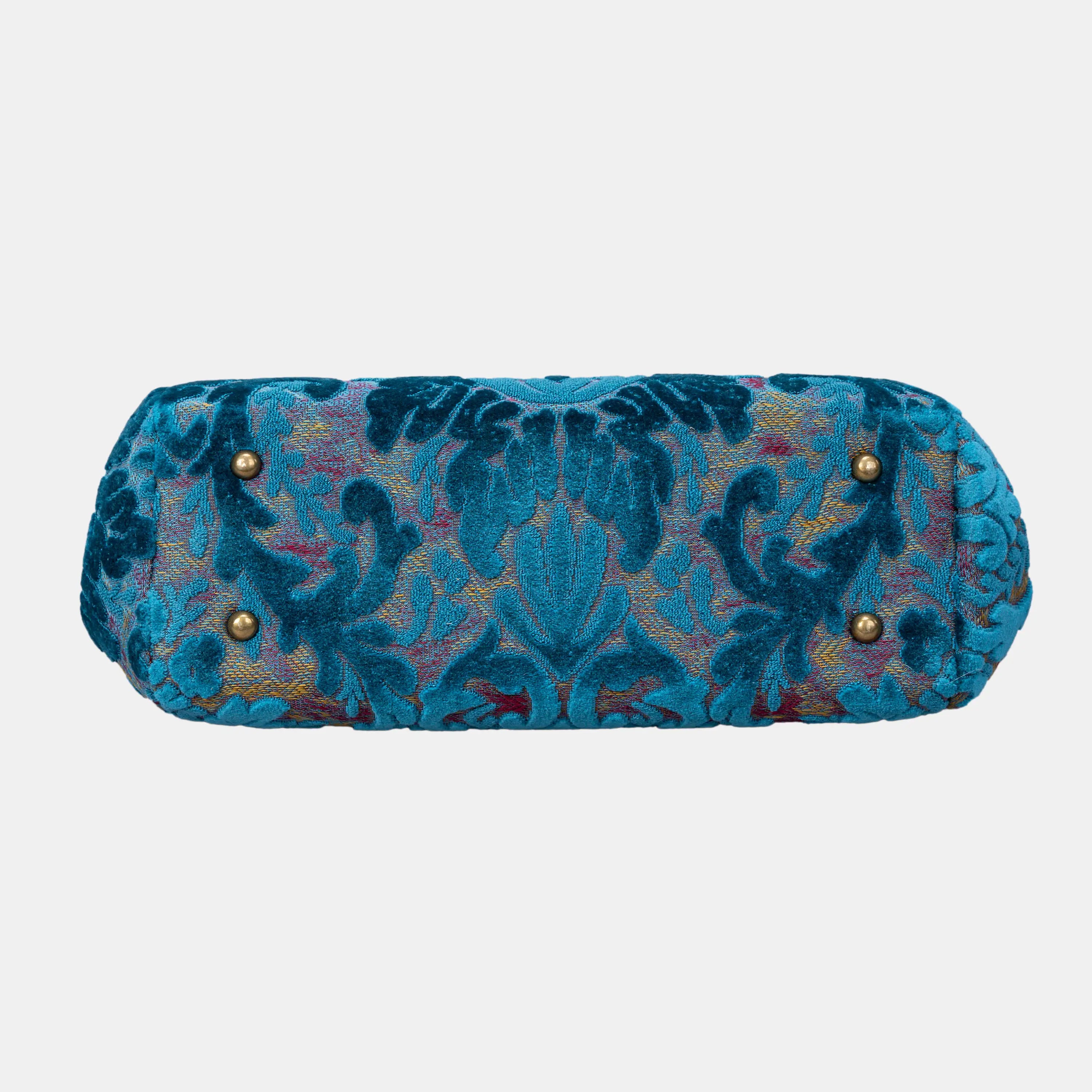 Burnout Velvet Aqua Blue Shoulder Bag bottom