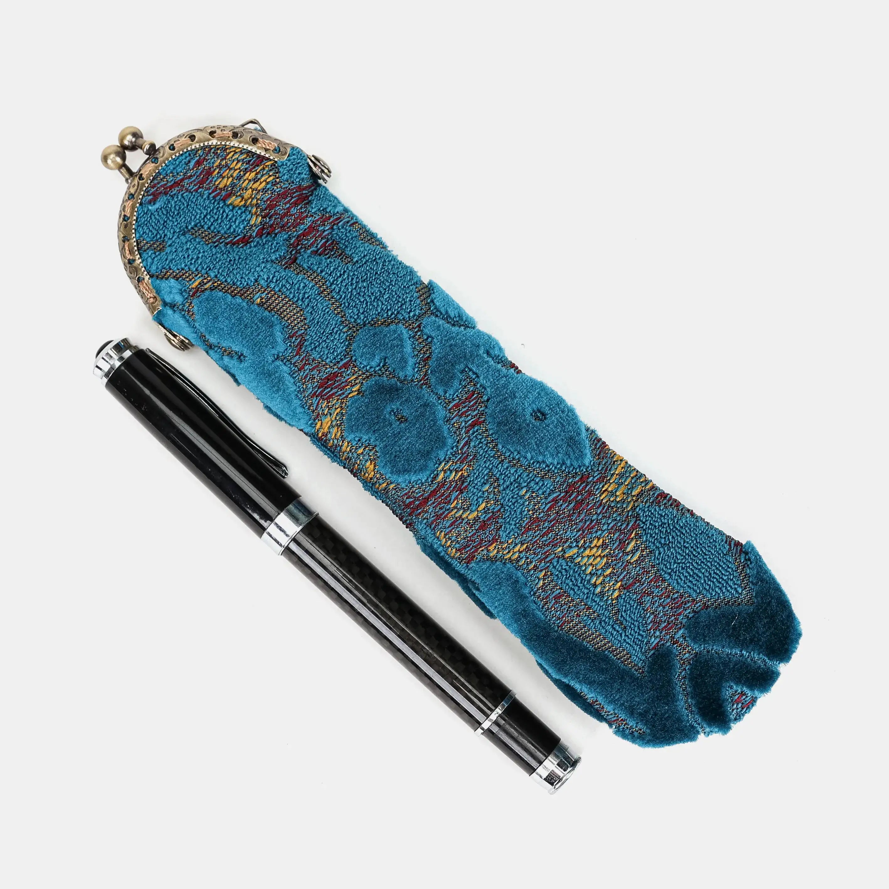 Burnout Velvet Aqua Blue Solo Pen Case Carpetbag of America main