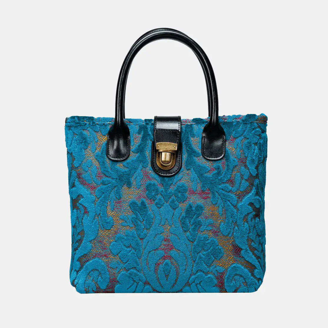 Burnout Velvet Aqua Blue Tuck Lock Carpet Satchel of America main