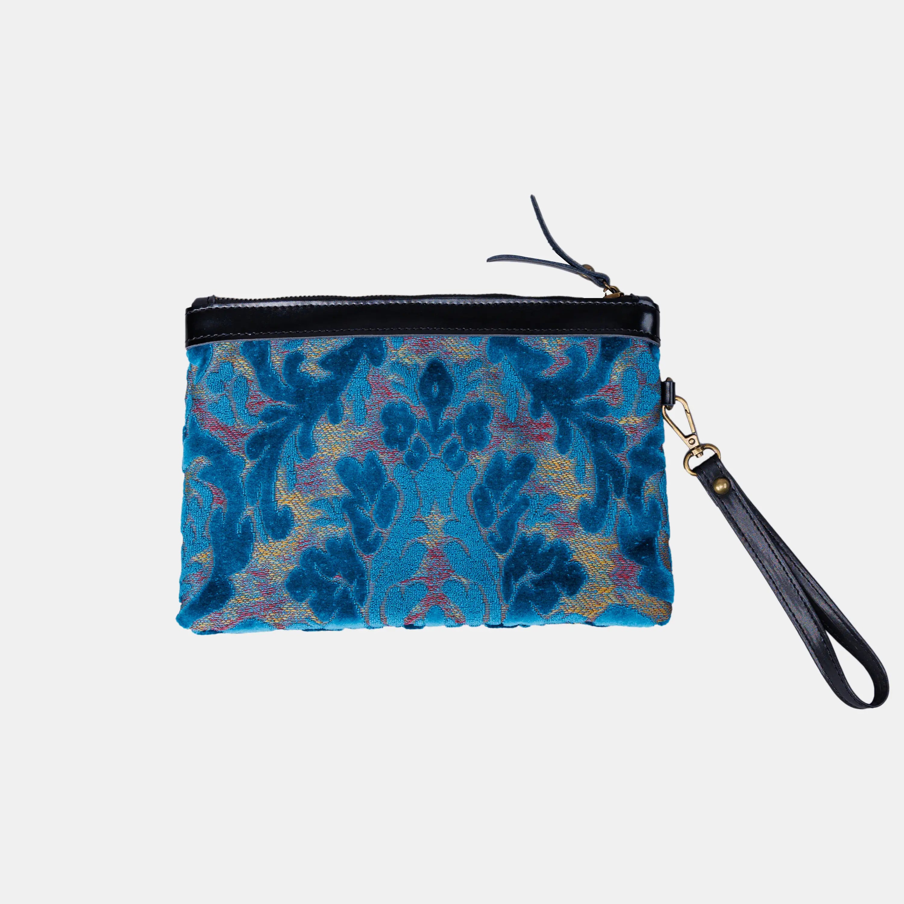 Burnout Velvet Aqua Blue carpet bag MCW Handmade-2