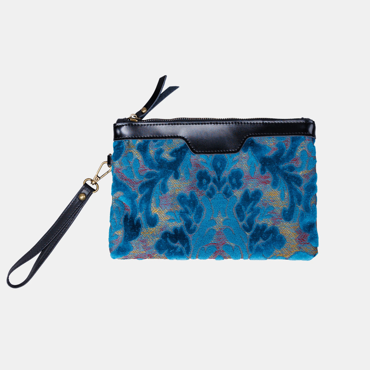 Burnout Velvet Aqua Blue Wristlet Clutch carpet bag MCW Handmade main