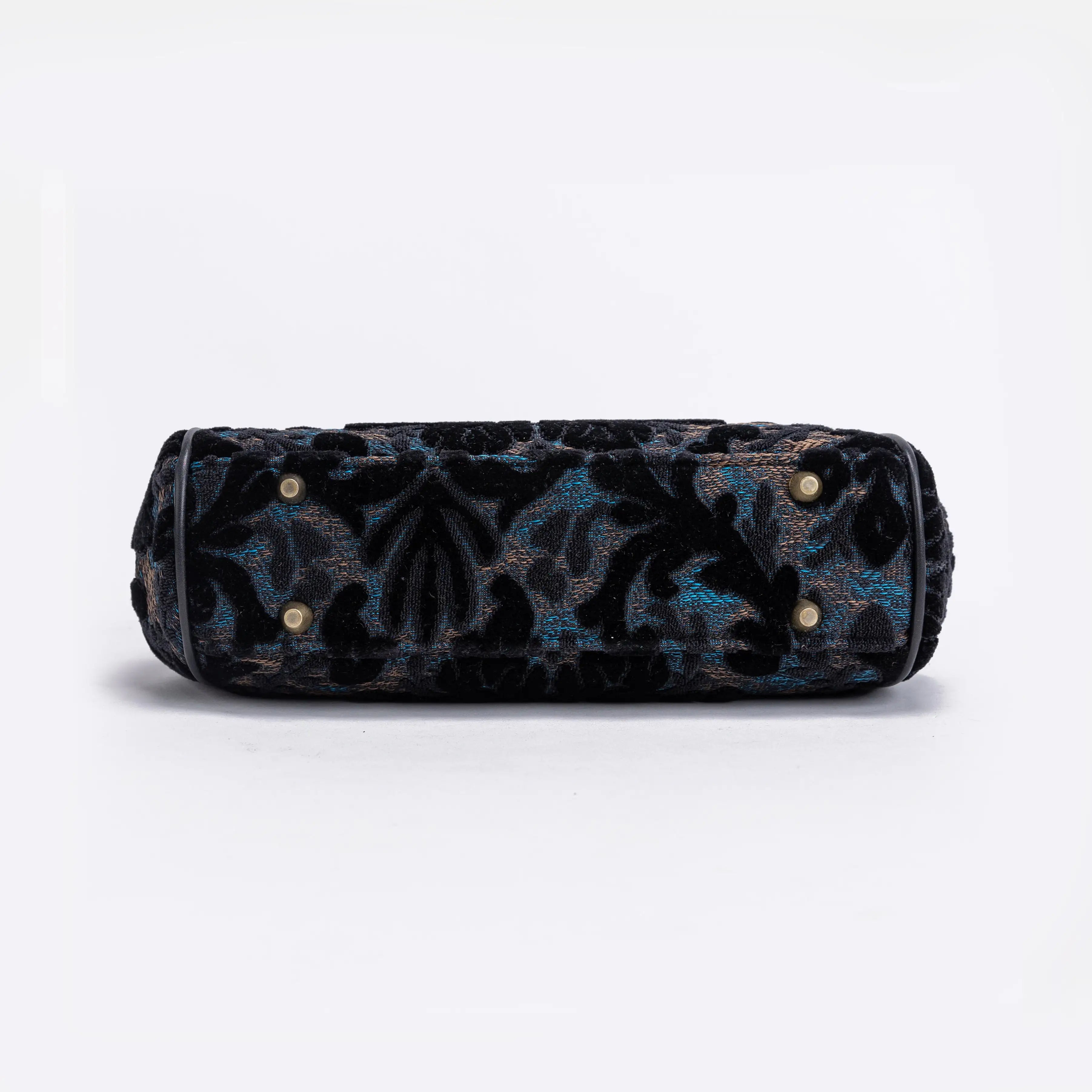 Burnout Velvet Black  Alma Satchel Carpet Bag  bottom