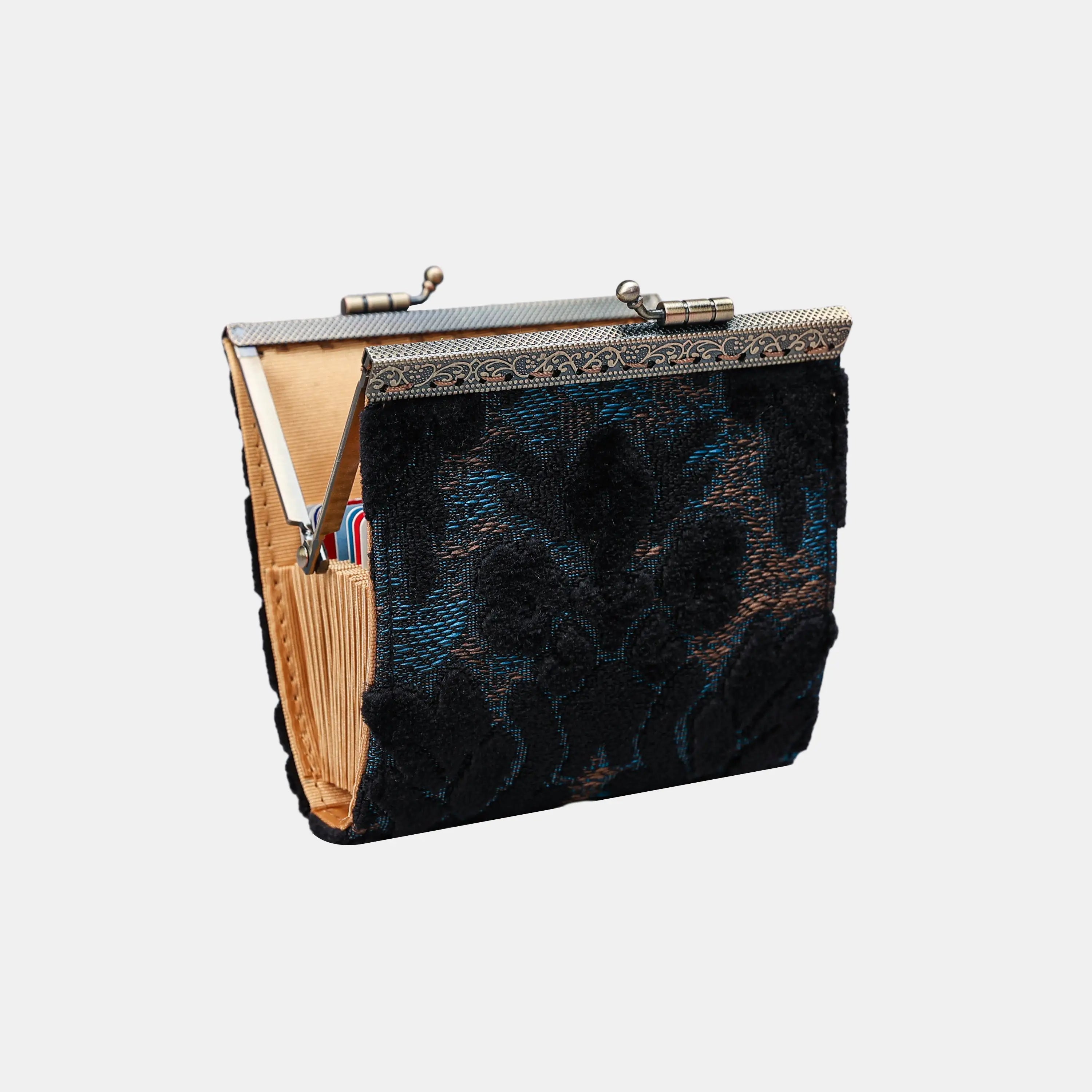 Burnout Velvet Black Card Wallet of America 17 slots side
