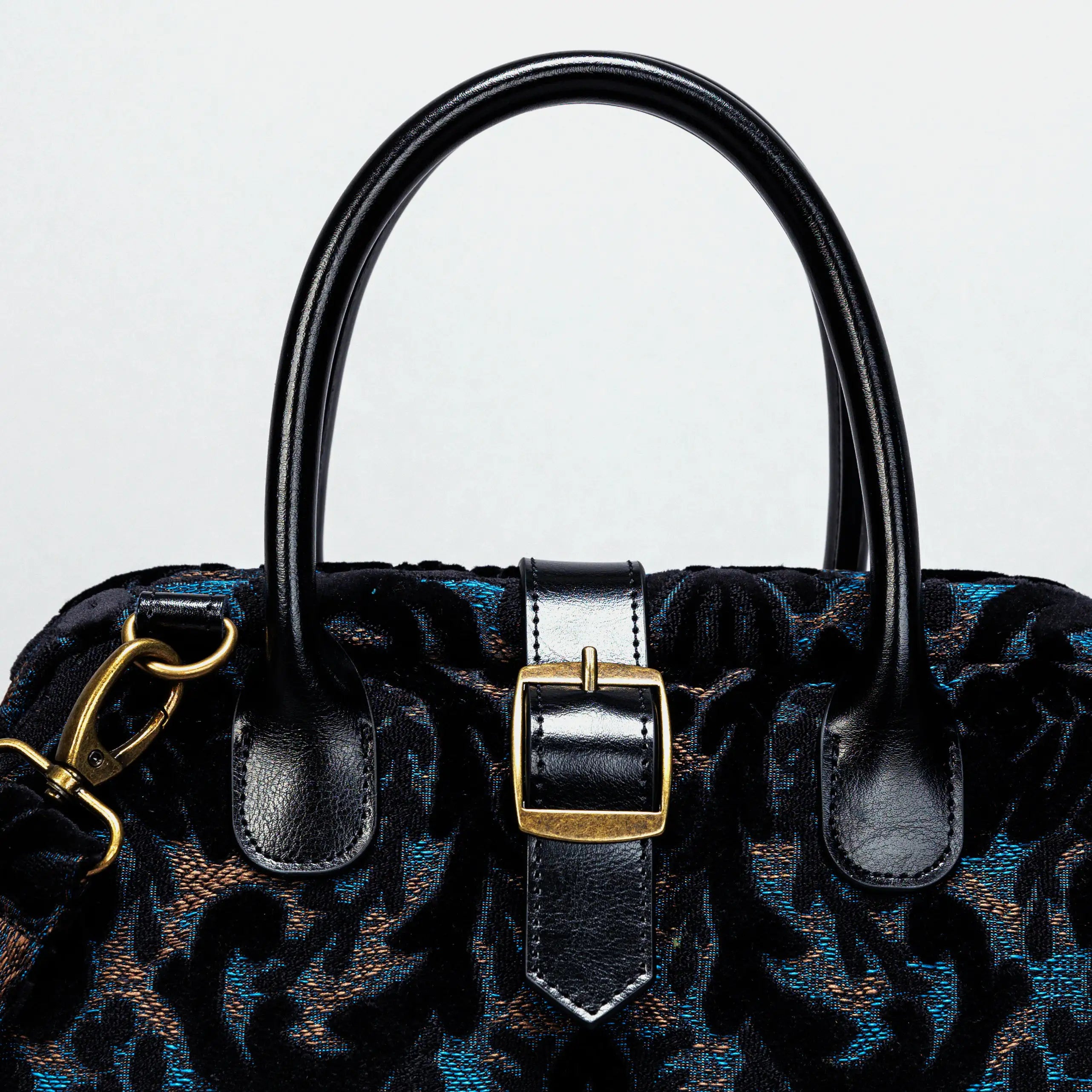 Burnout Velvet Black Carpet Handbag Purse carpet bag MCW Handmade of America buckle