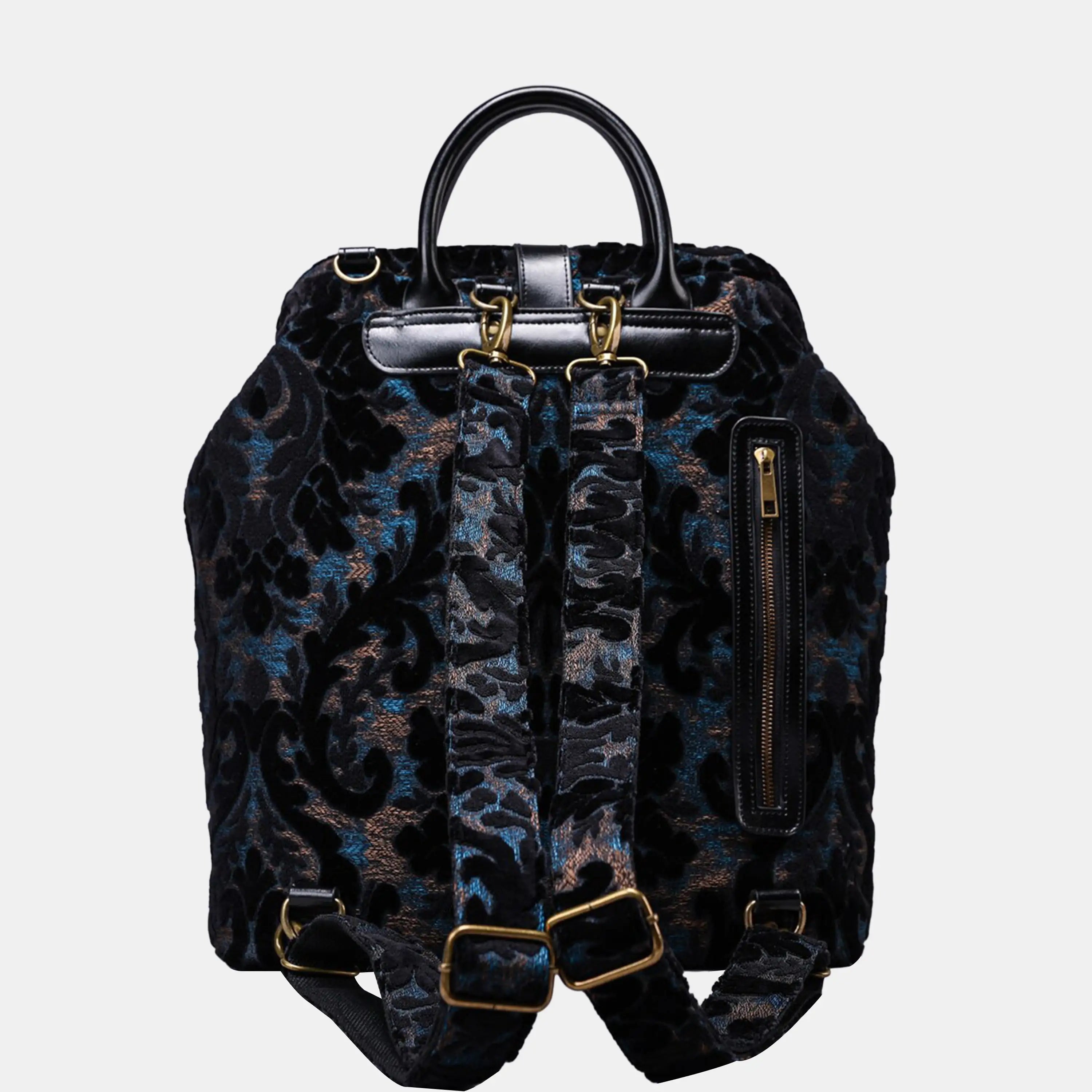 Burnout Velvet Black Carpet Laptop Backpack Carpetbag of America back