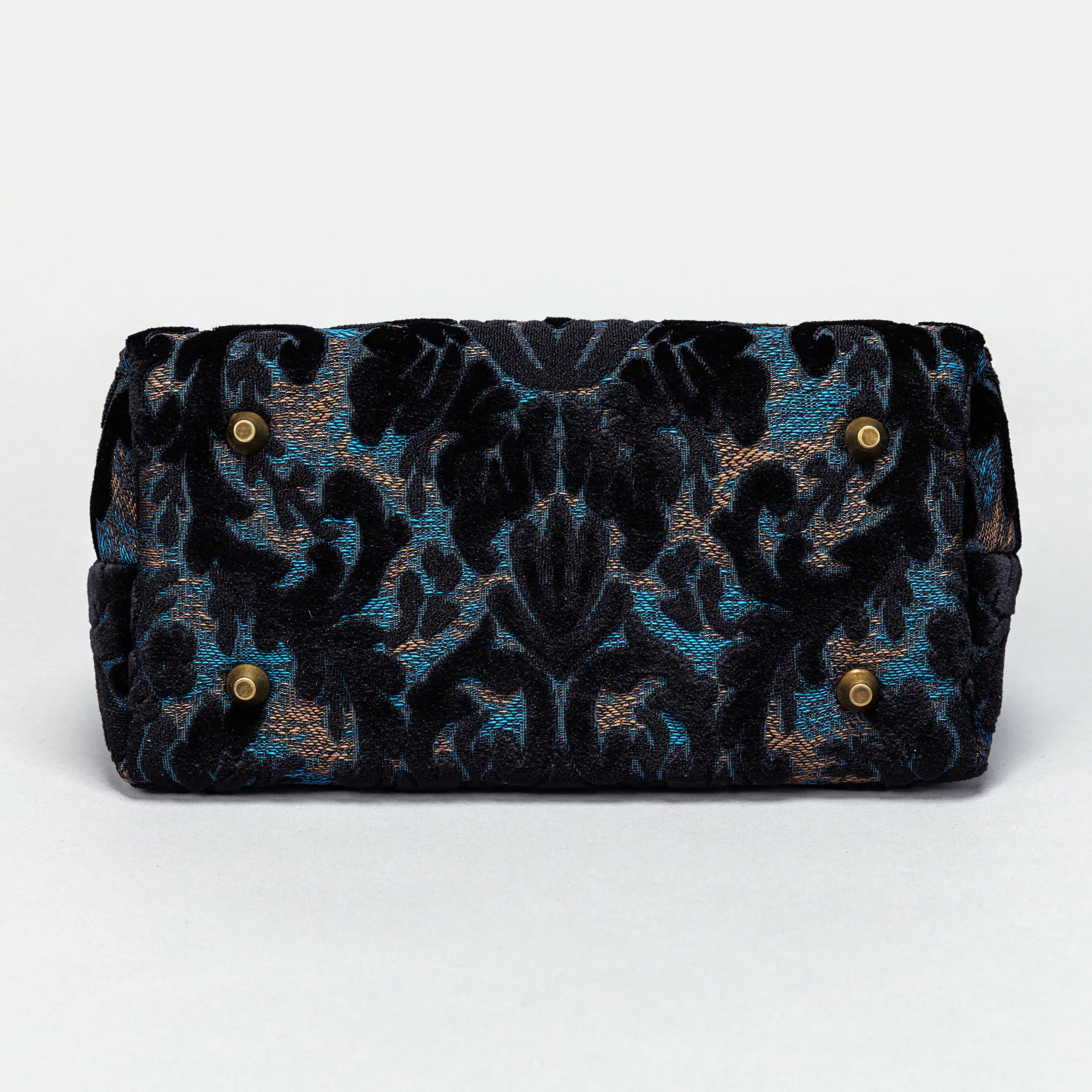 Burnout Velvet Black Carpet Satchel carpet bag MCW Handmade of America bottom
