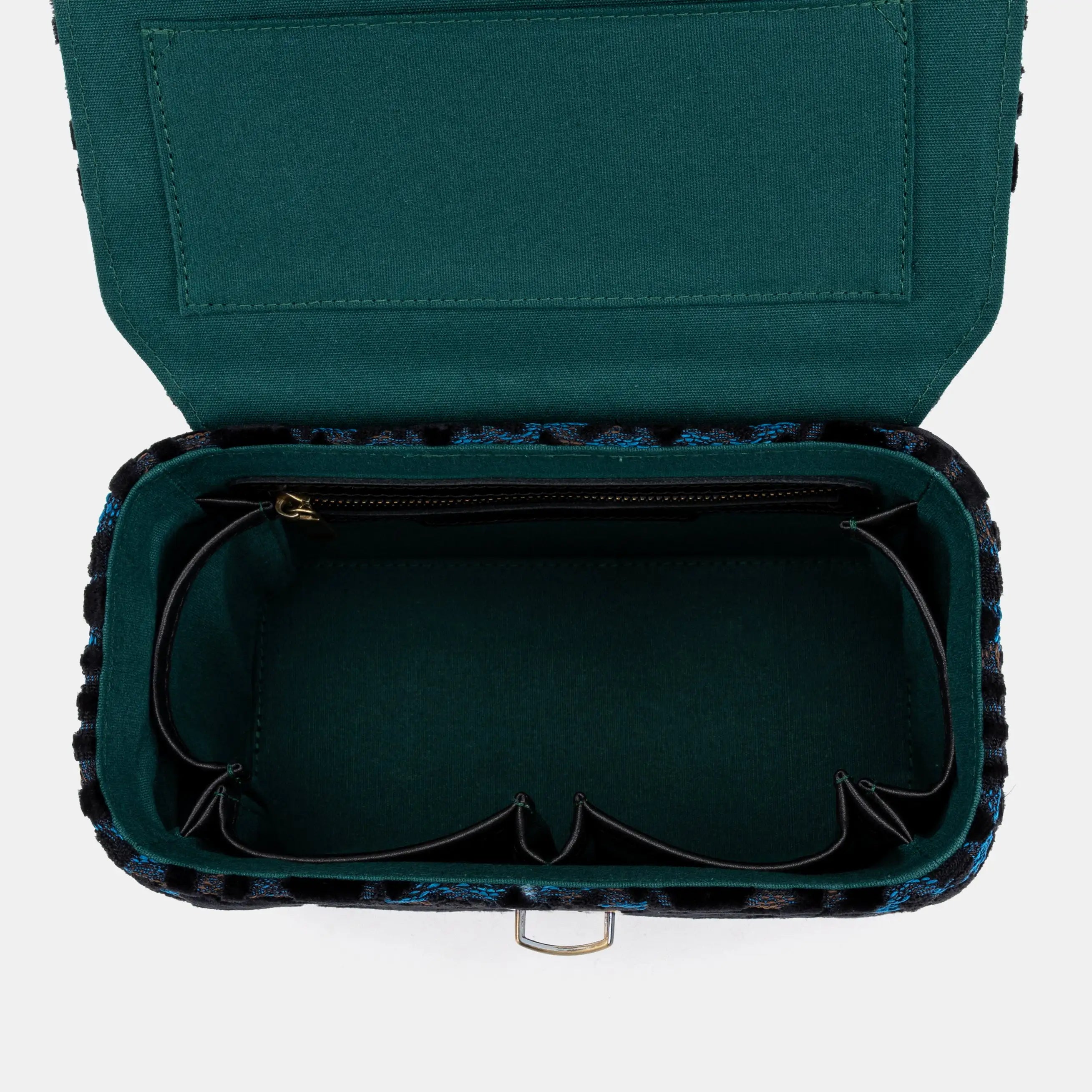 Burnout Velvet Black Clara Medium Train Case Purse  of America inside