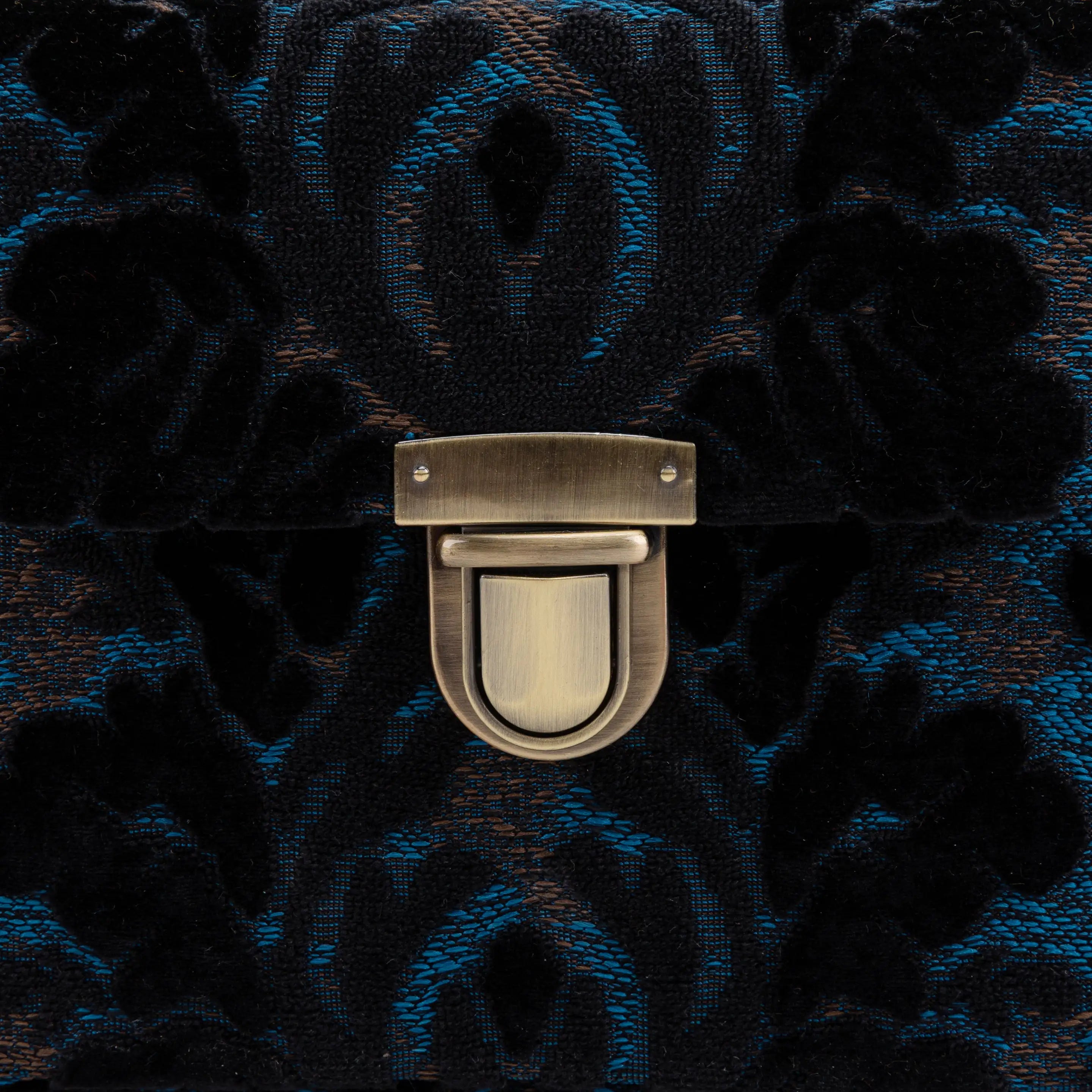 Burnout Velvet Black Clara Medium Train Case Purse of America tuck lock