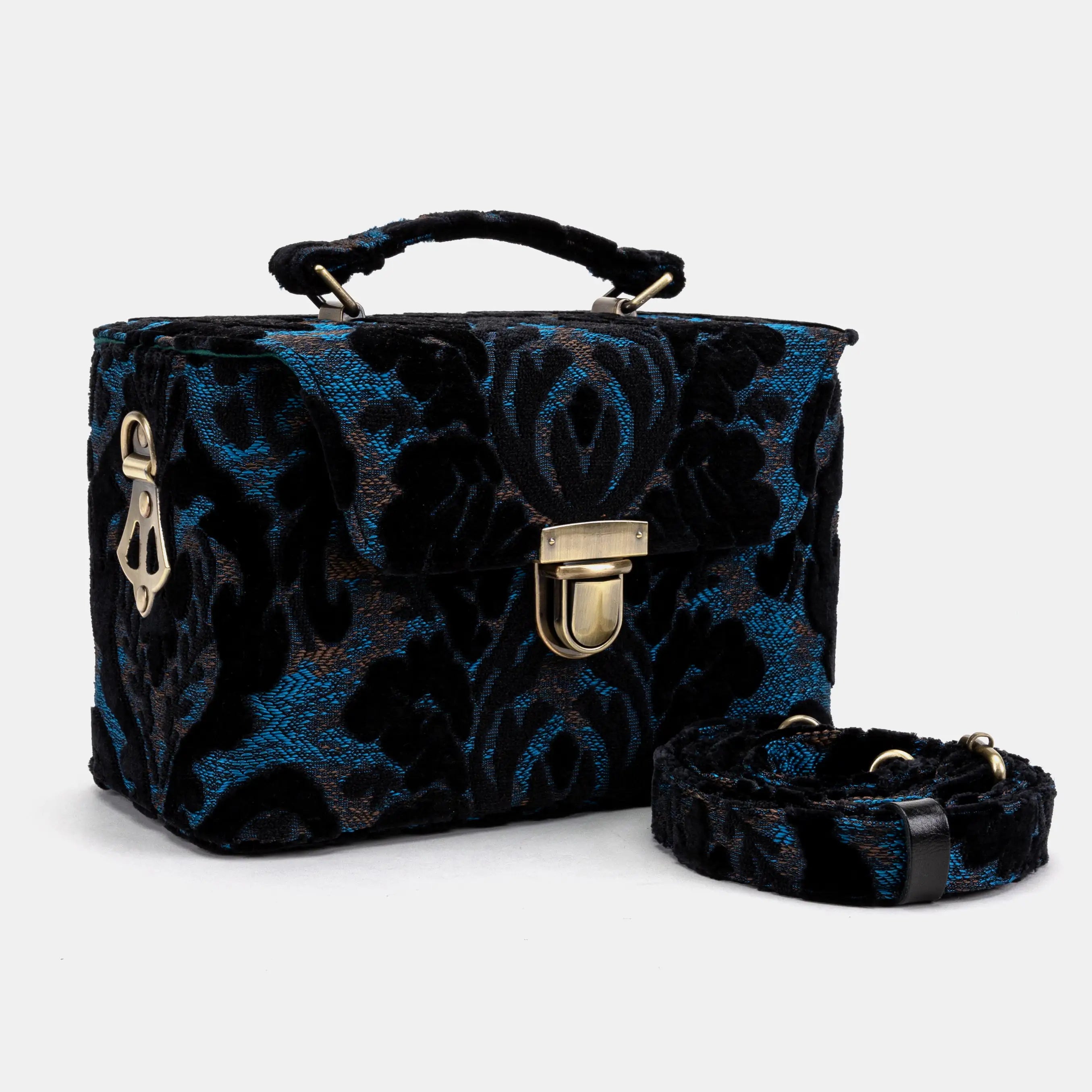 Burnout Velvet Black Clara Medium Train Case Purse of America main