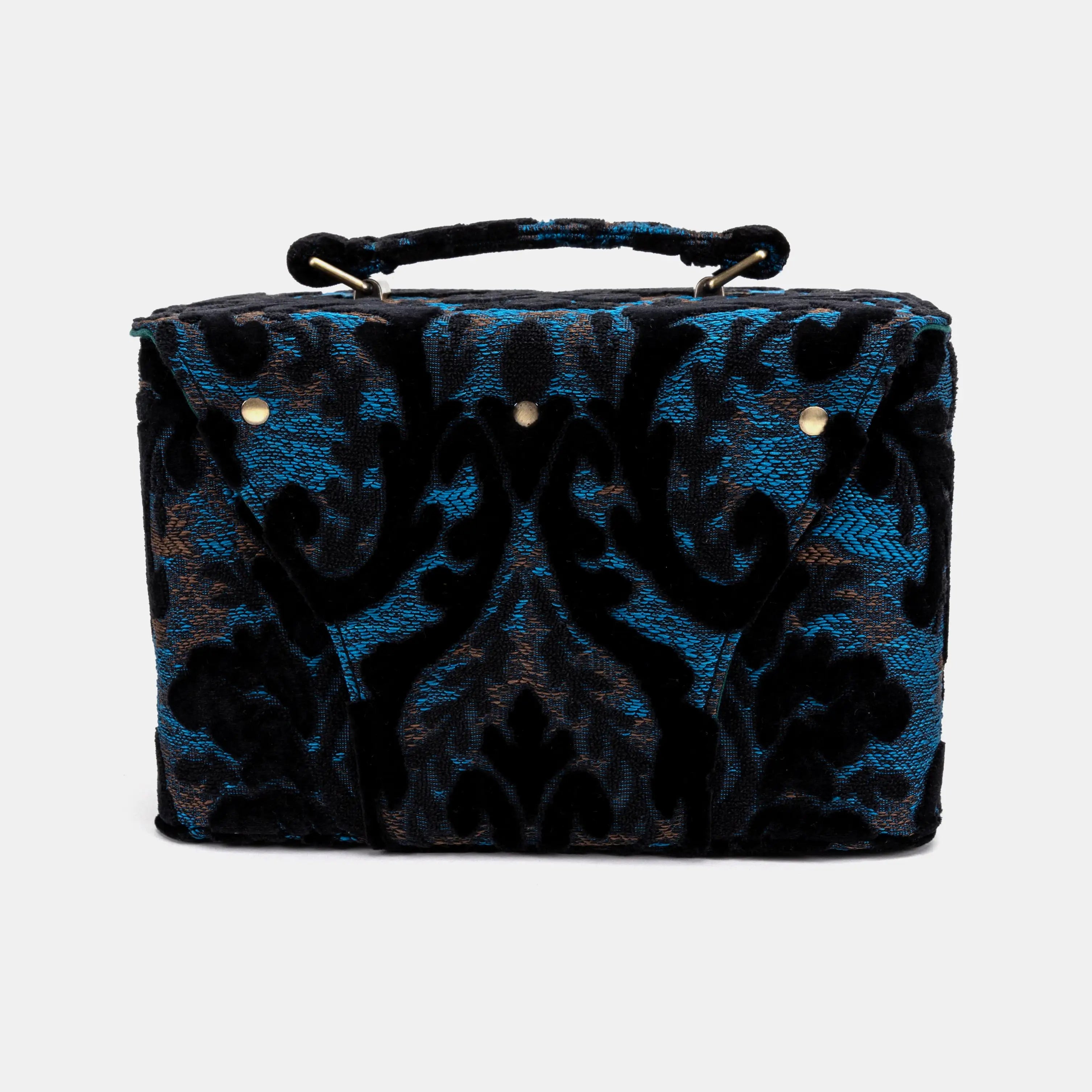 Burnout Velvet Black Clara Medium Train Case Purse of America back