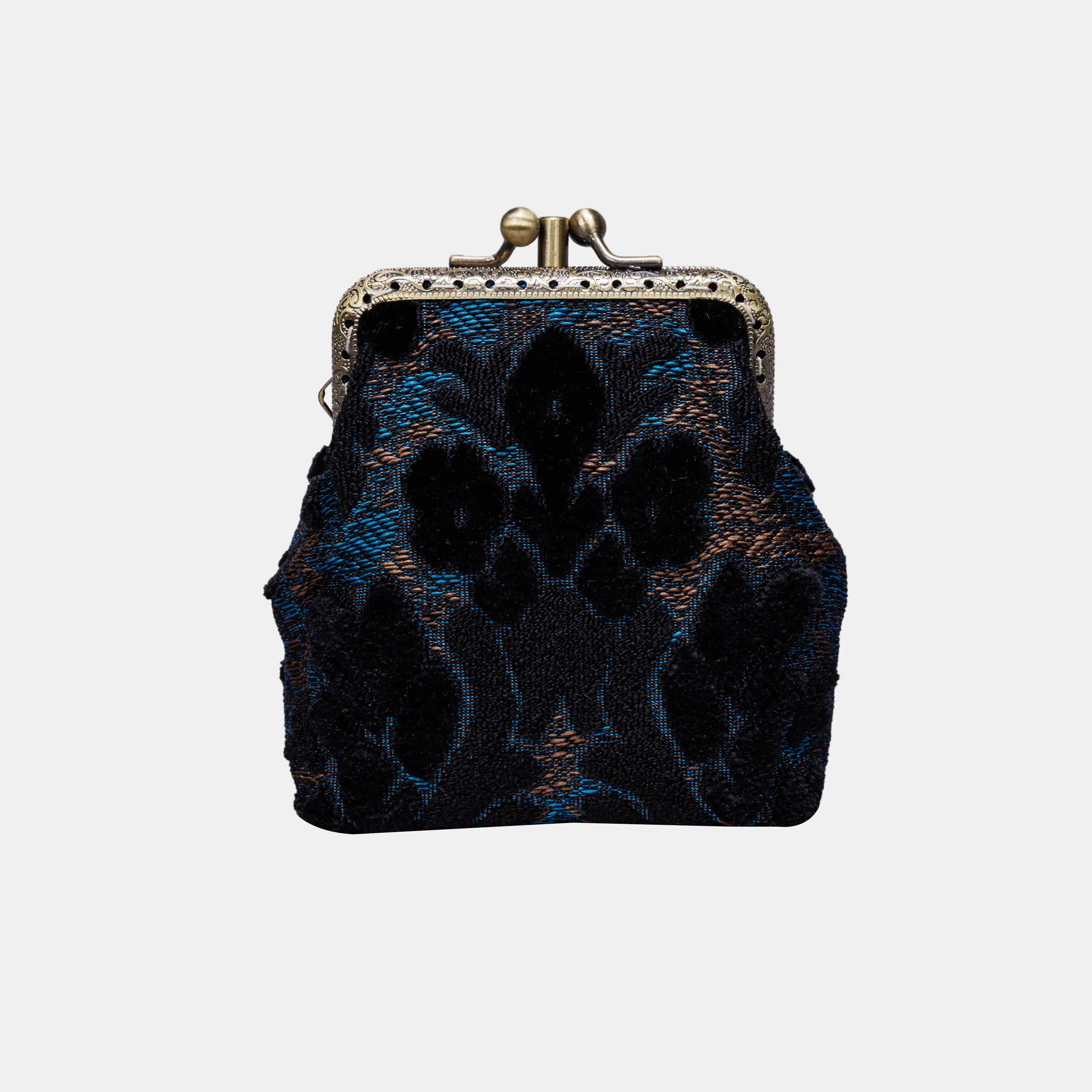 Burnout Velvet Black Double Kiss Clasp Coin Purse of America front-2