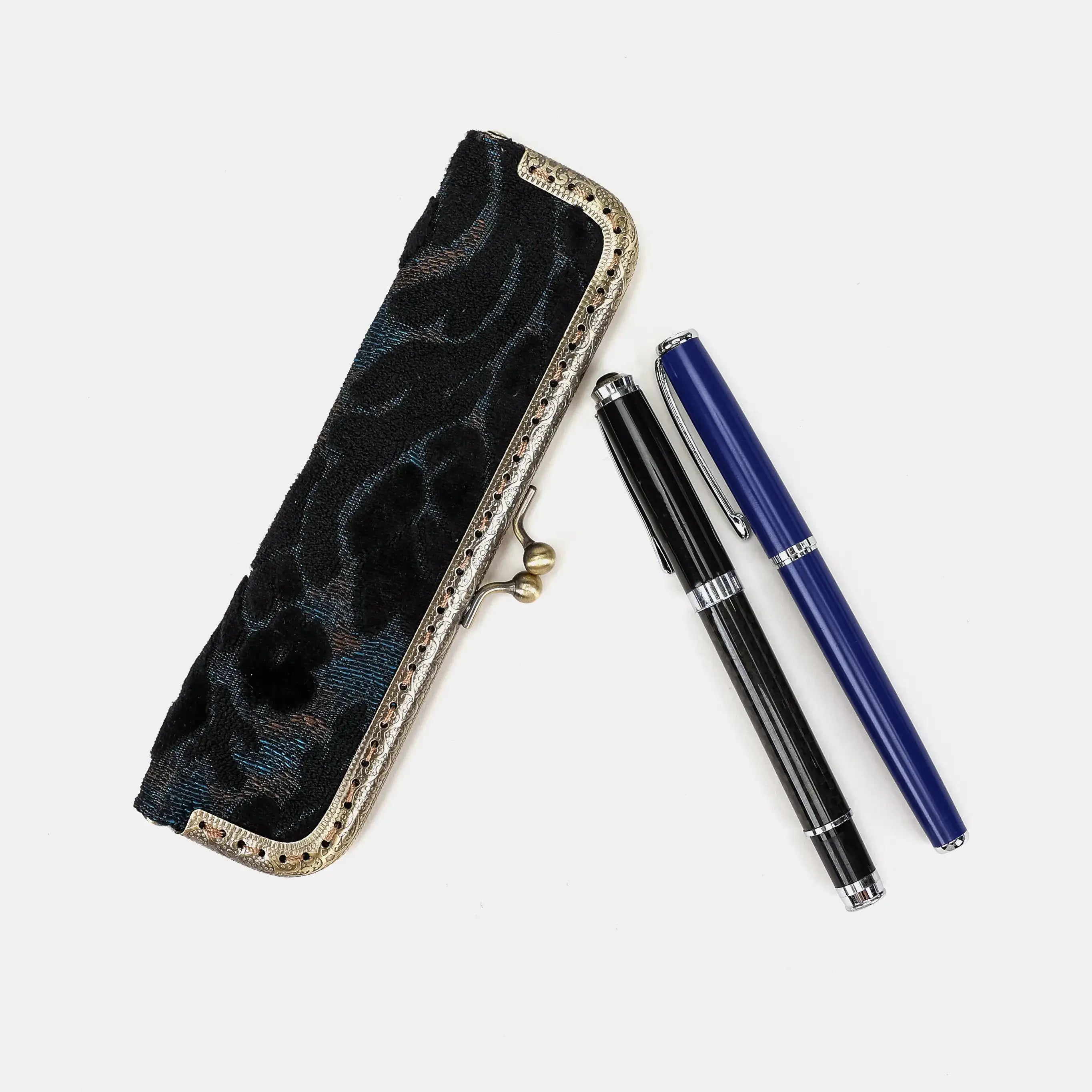 Burnout Velvet Black Duo Pen Case Carpetbag of America overview