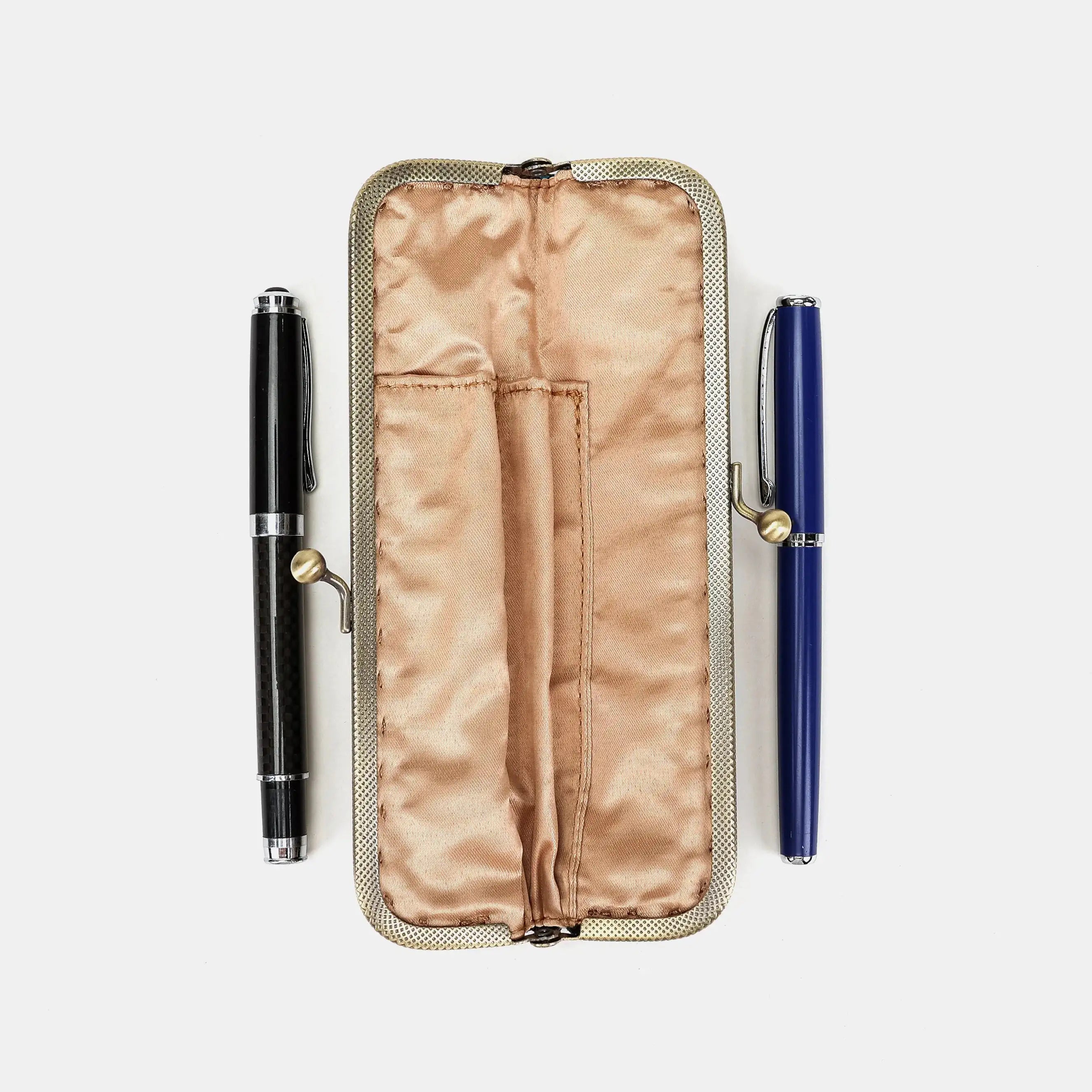 Burnout Velvet Black Duo Pen Case Carpetbag of America inside