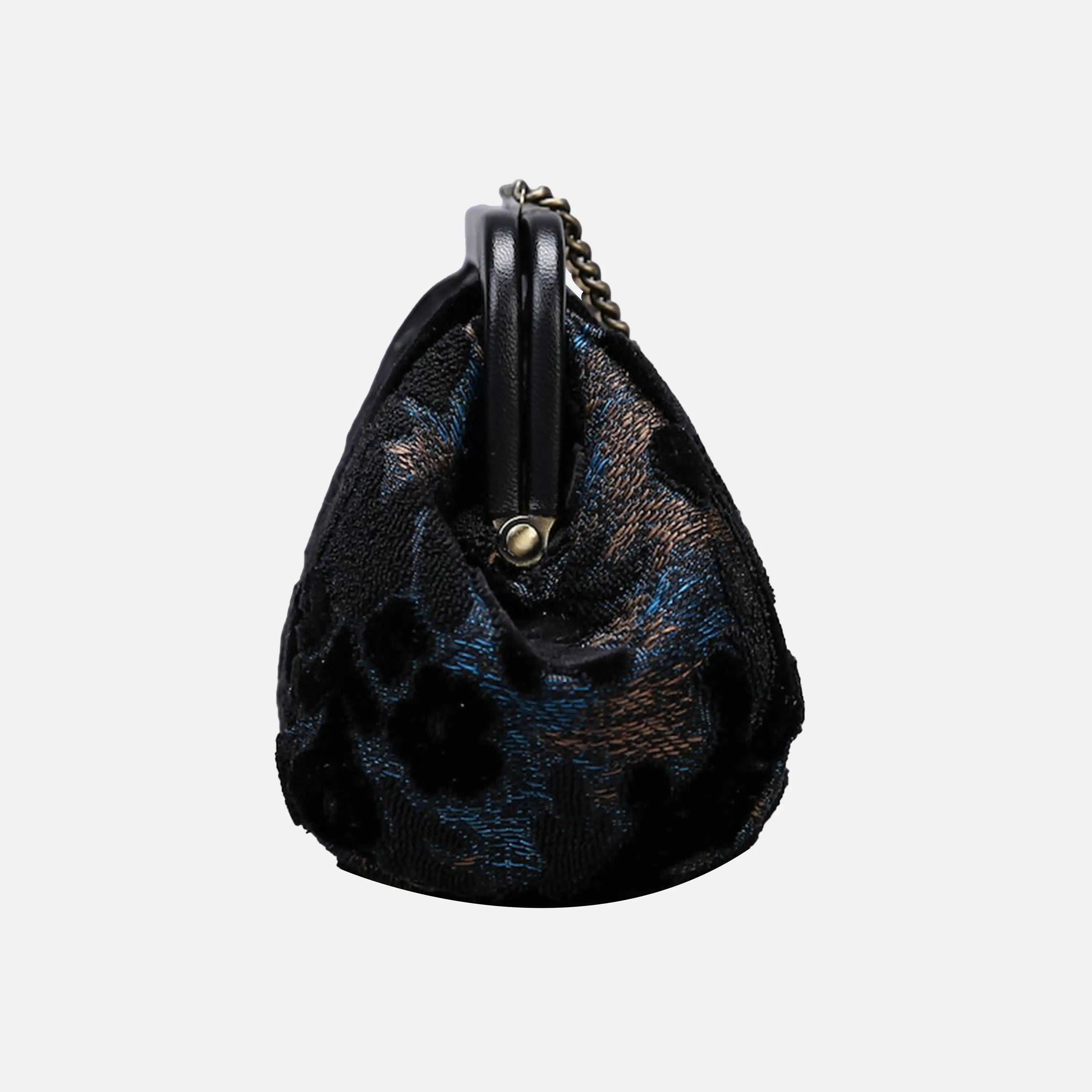 Burnout Velvet Black Evening Bag Clutch carpet bag of America side