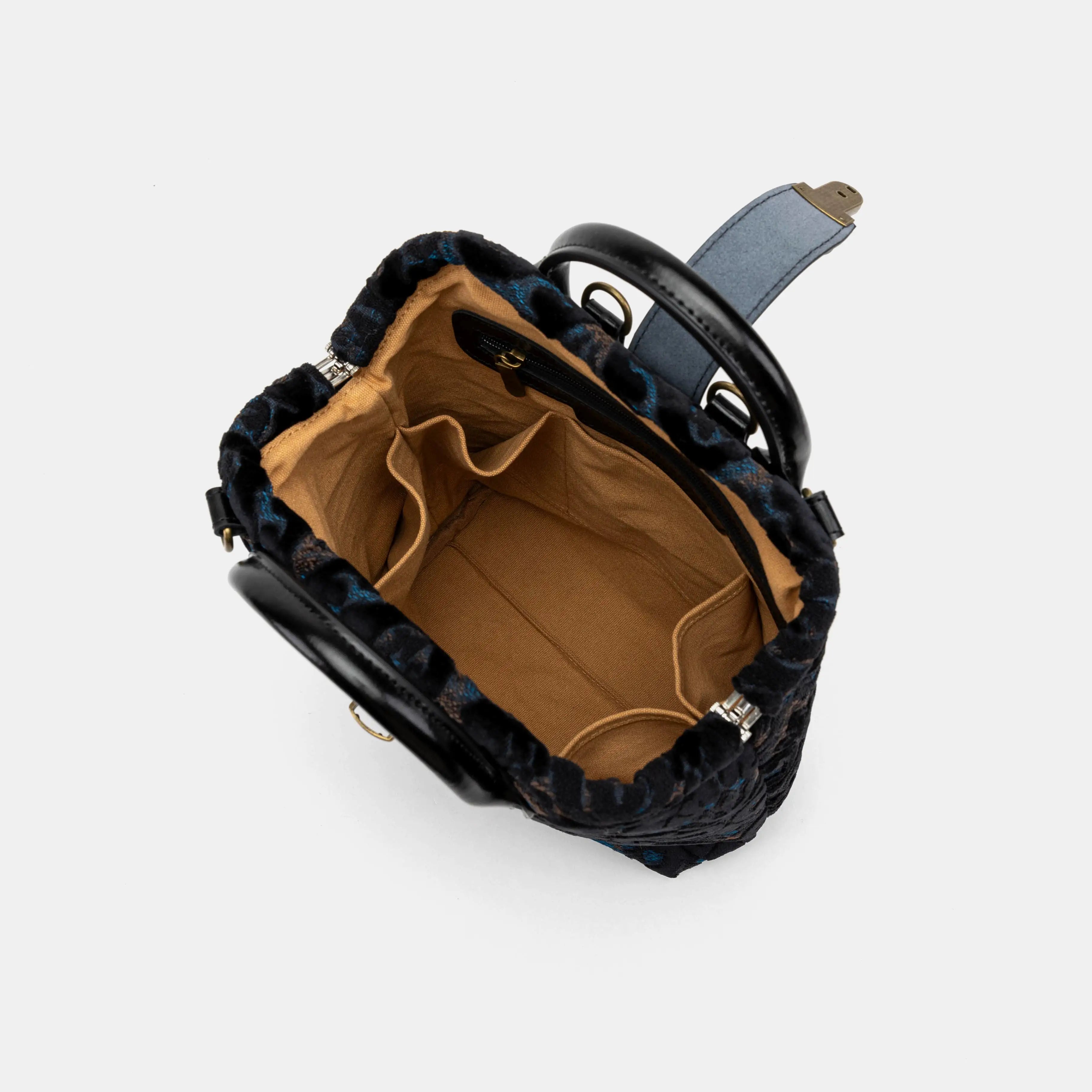 Burnout Velvet Black Everyday Backpack of America  inside
