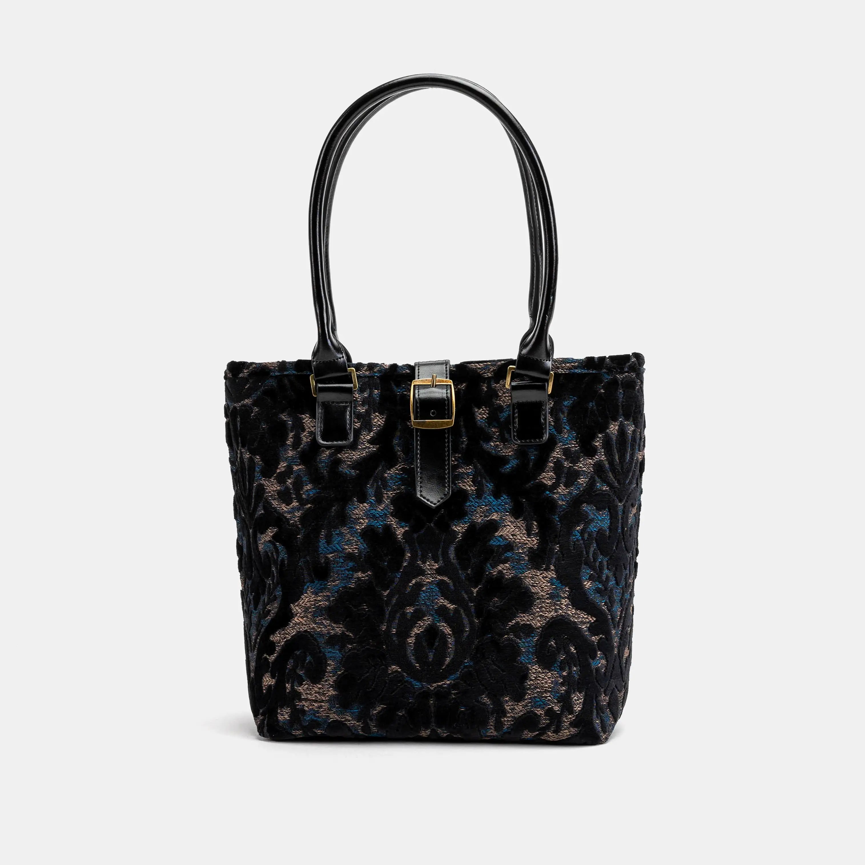 Burnout Velvet Black Everyday Tote Bag Carpetbag of America main