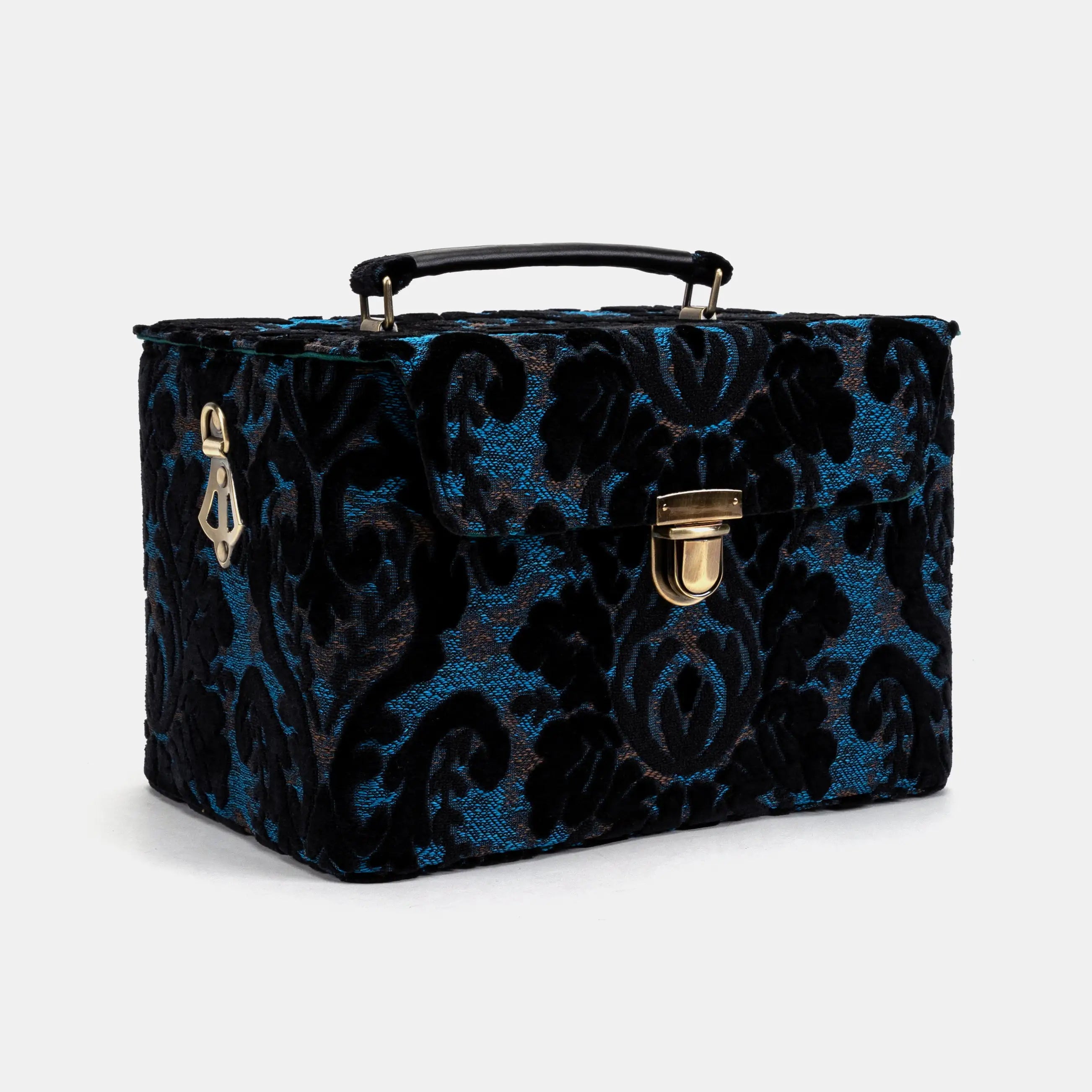 Burnout Velvet Black Josephine Large Train Case side