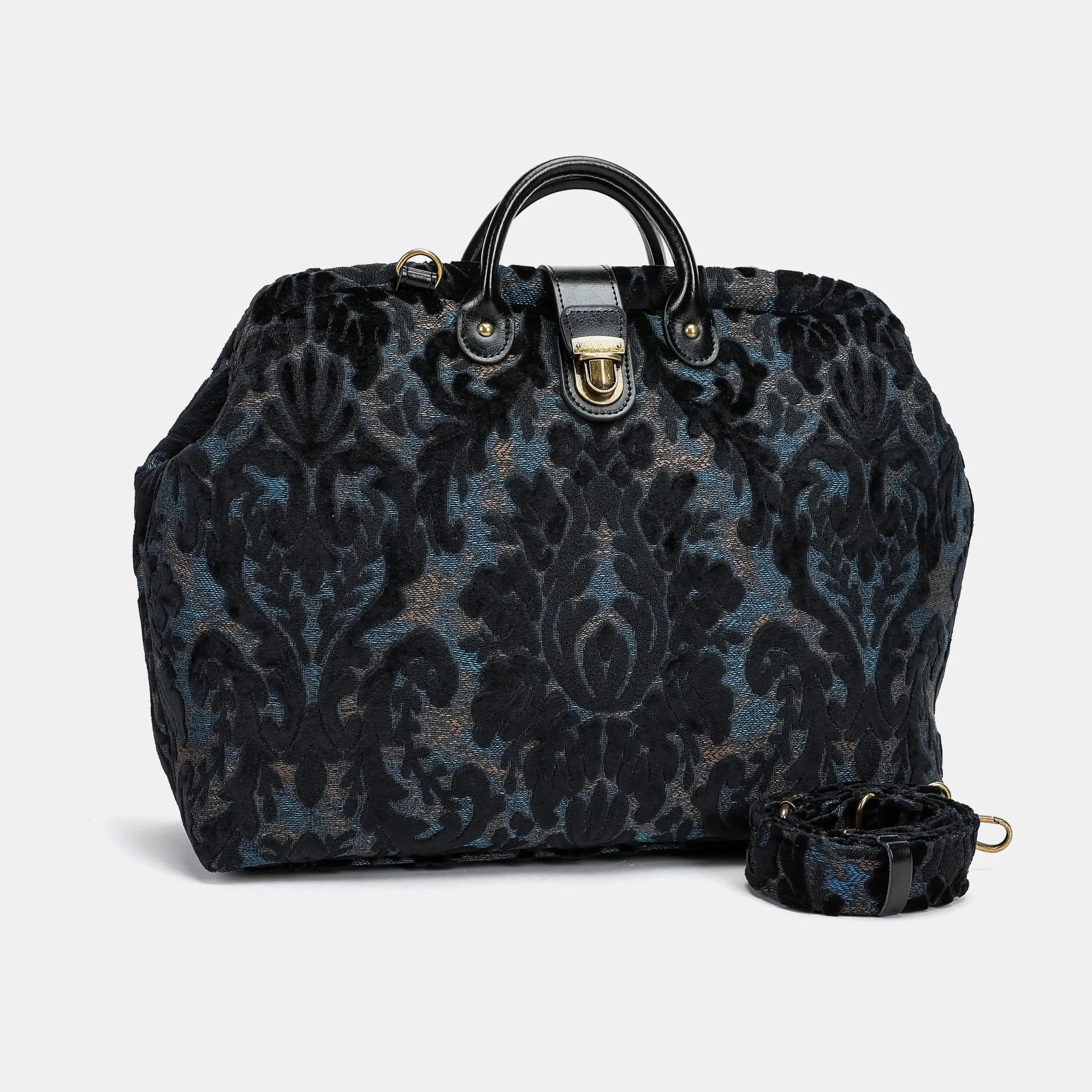 Burnout Velvet Black Laptop Work Bag of America front