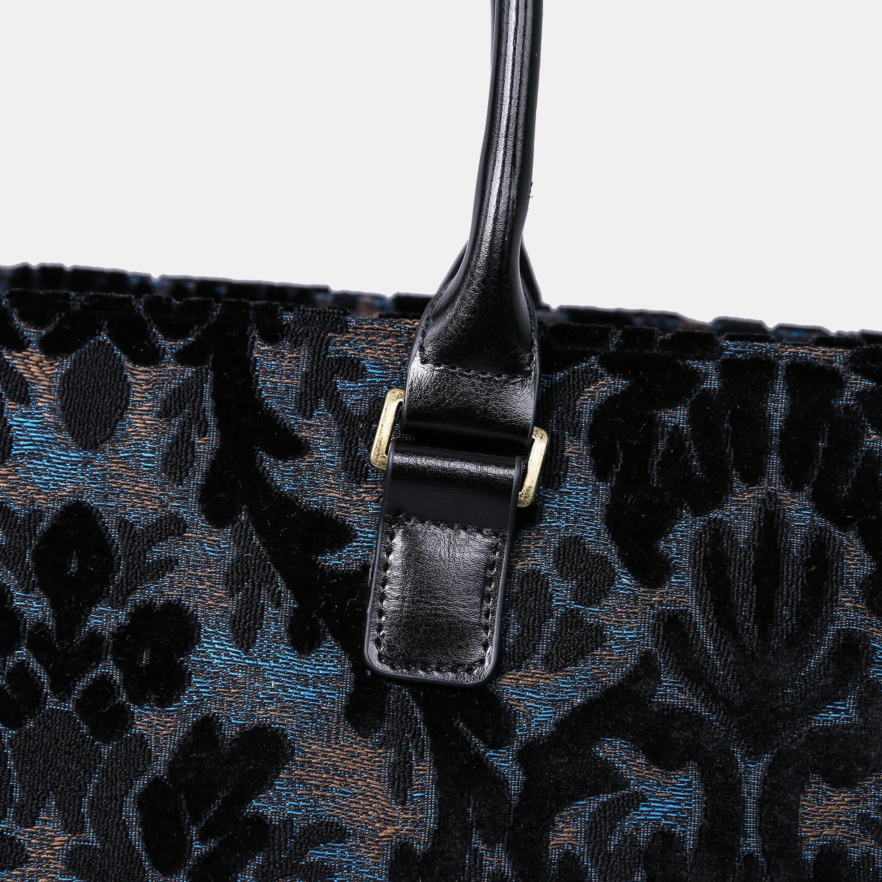 Burnout Velvet Black Laptop Work Tote  of America detail