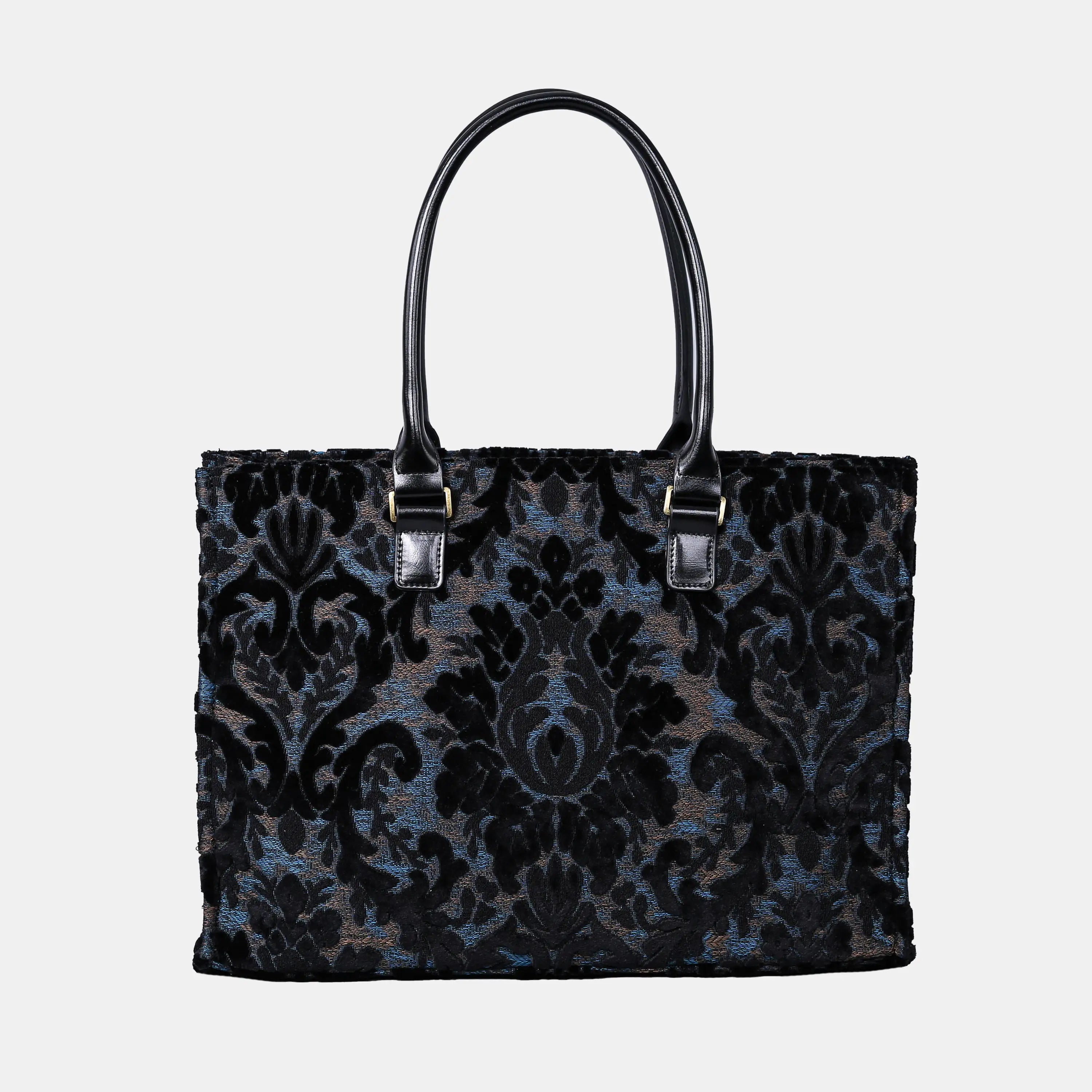 Burnout Velvet Black Laptop Work Tote  of America main