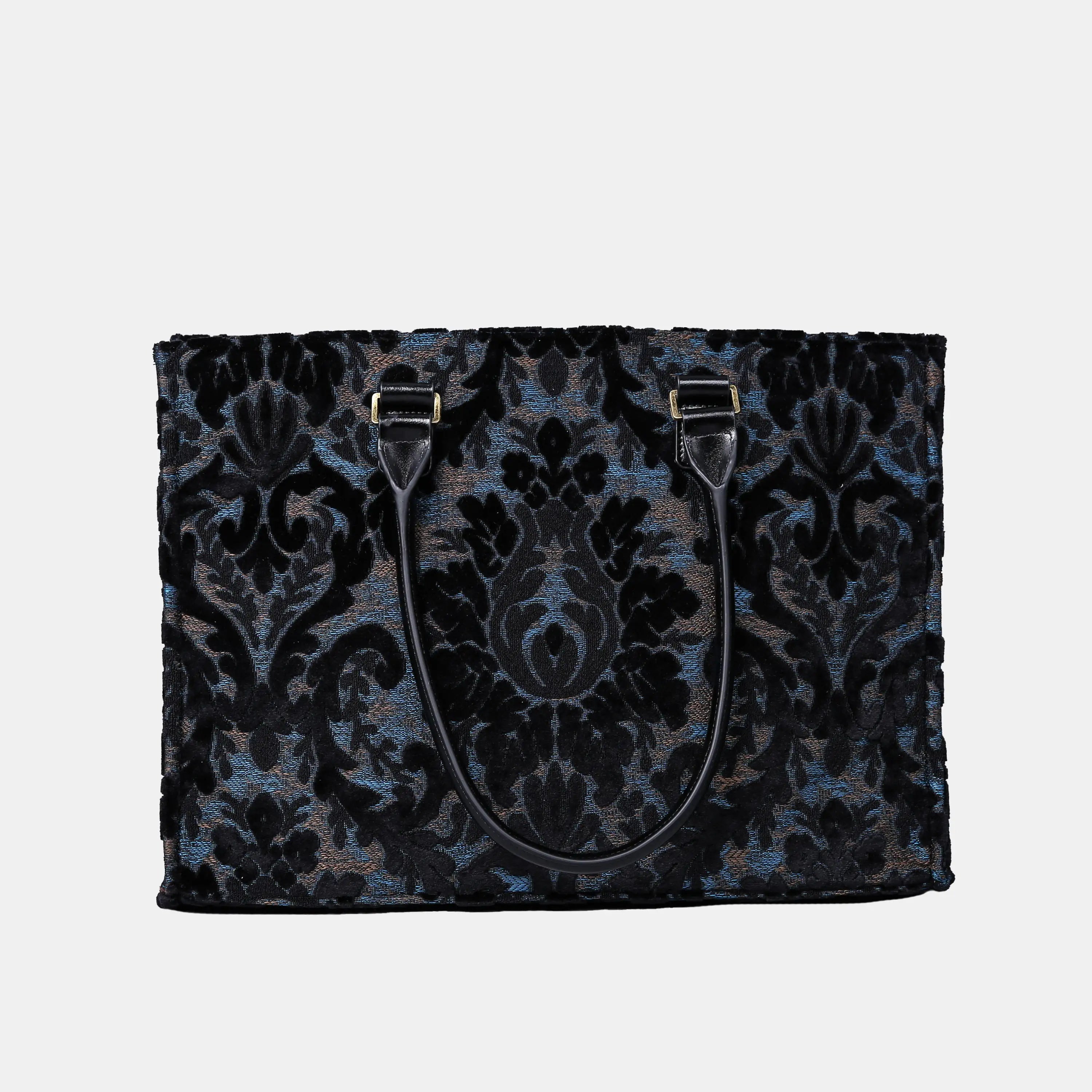 Burnout Velvet Black Laptop Work Tote  of America handle