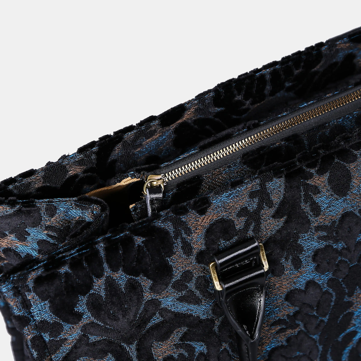 Burnout Velvet Black Laptop Work Tote  of America zipper