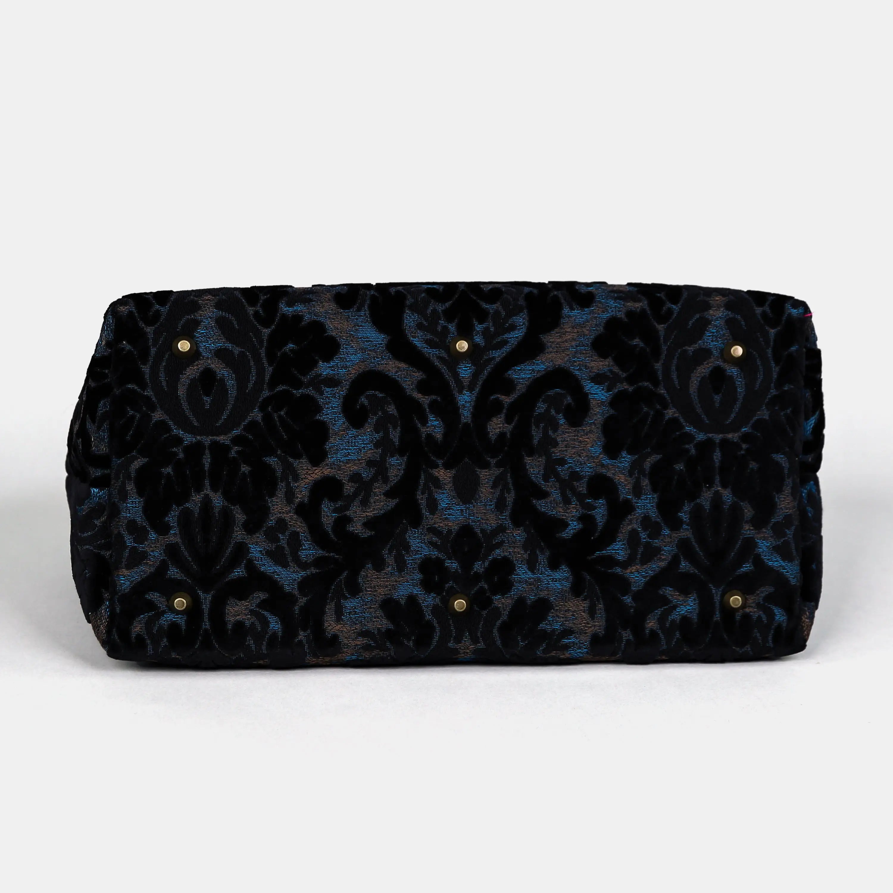 Burnout Velvet Black Mary Poppins Weekender Carpetbag of America bottom