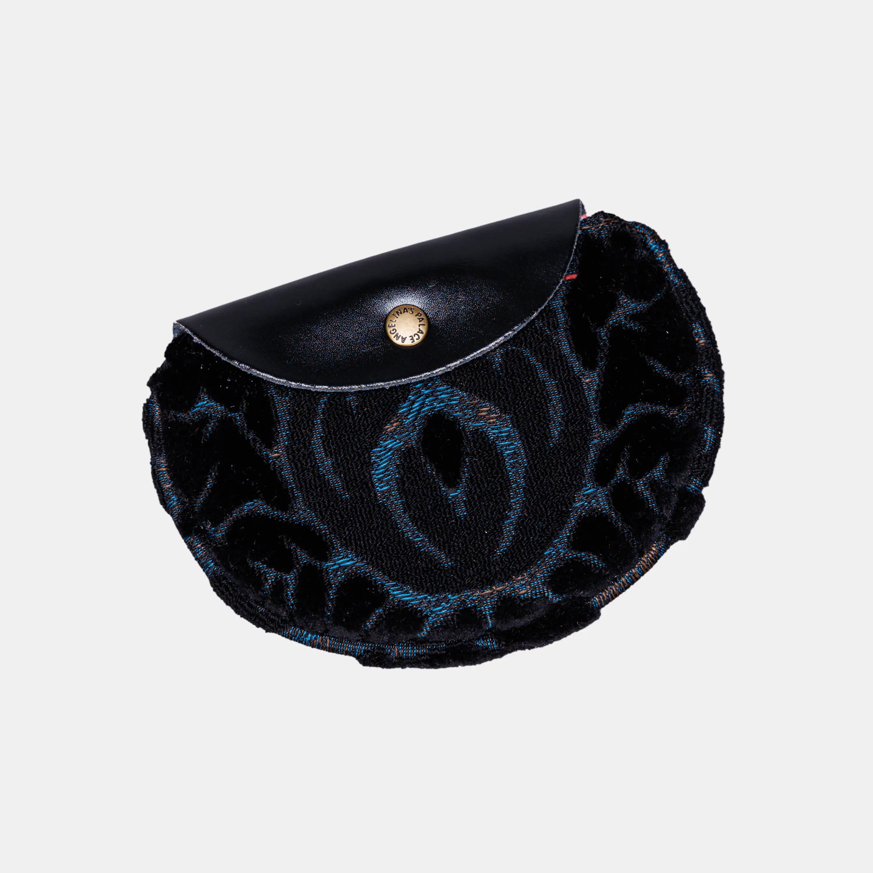Burnout Velvet Black Flap Coin Purse  of America Lying down-3