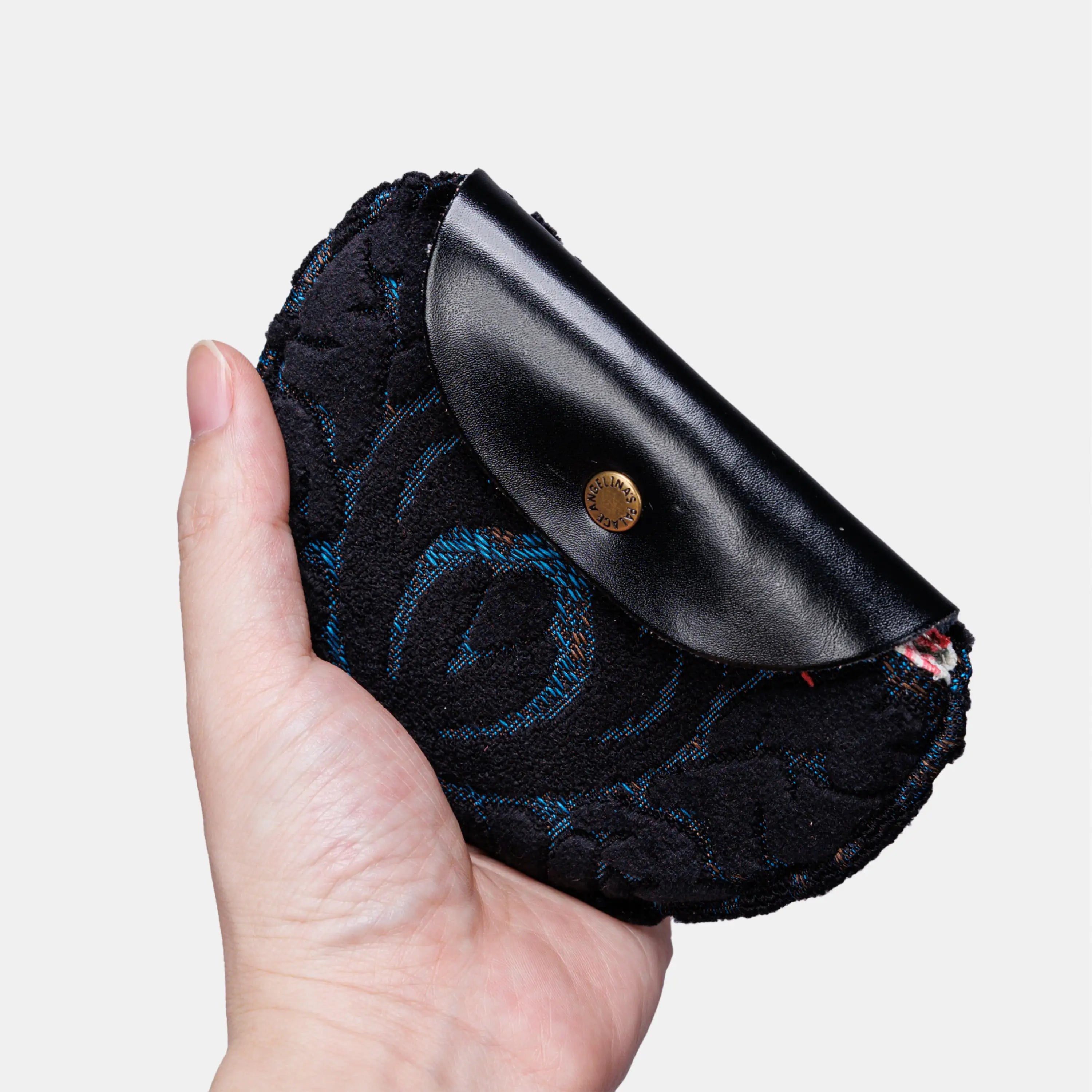 Burnout Velvet Black Flap Coin Purse  of America main