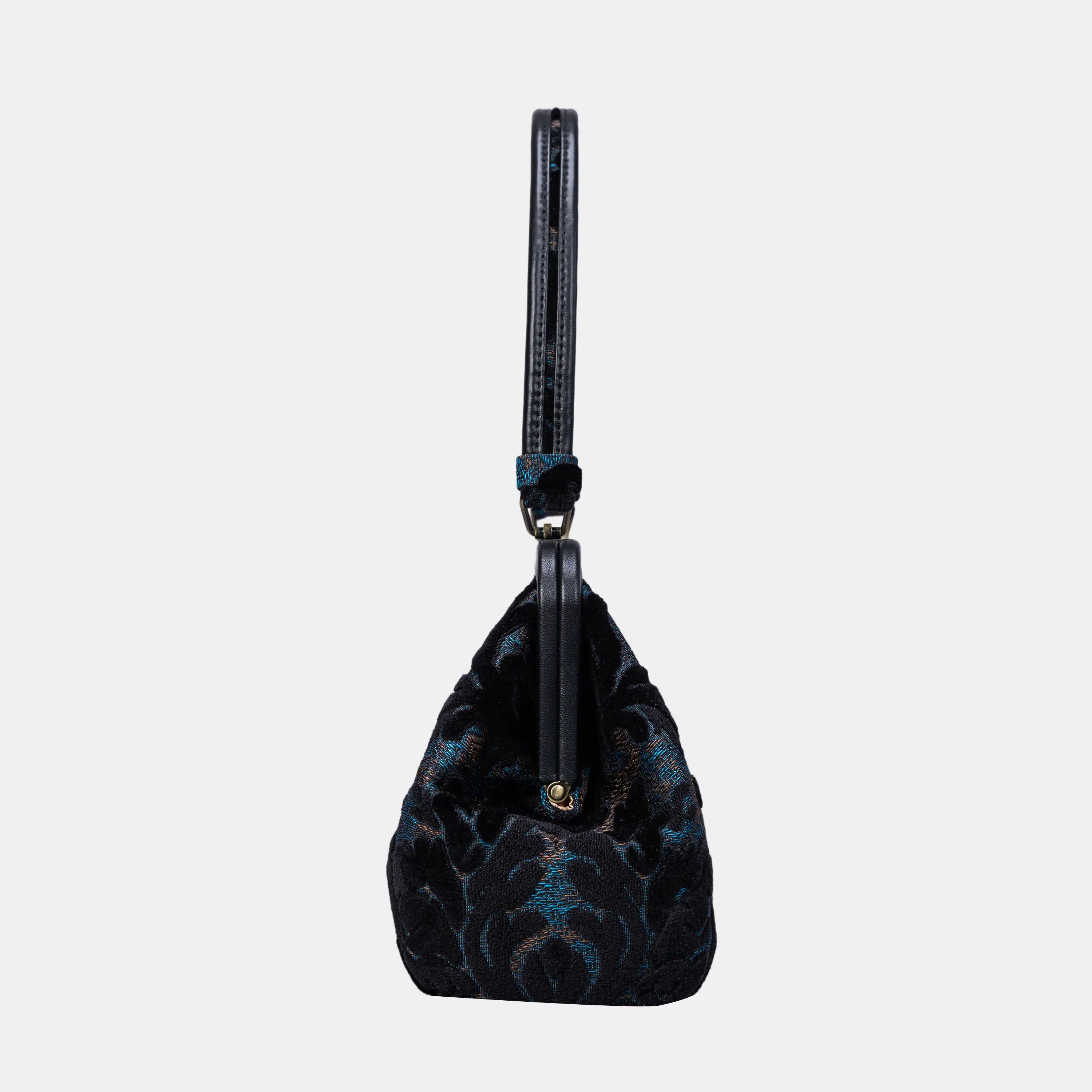 Burnout Velvet Black Shoulder Bag side