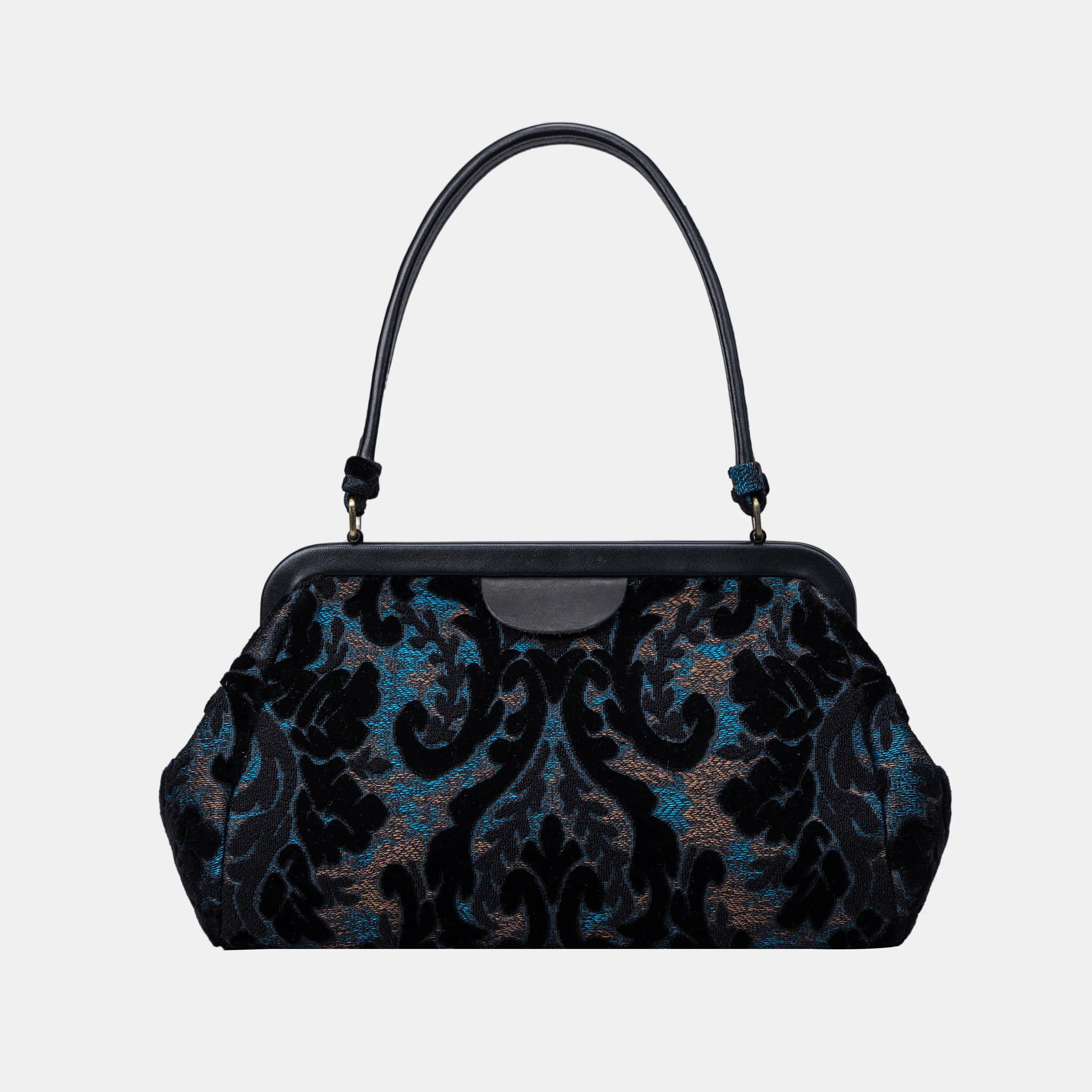 Burnout Velvet Black Shoulder Bag back