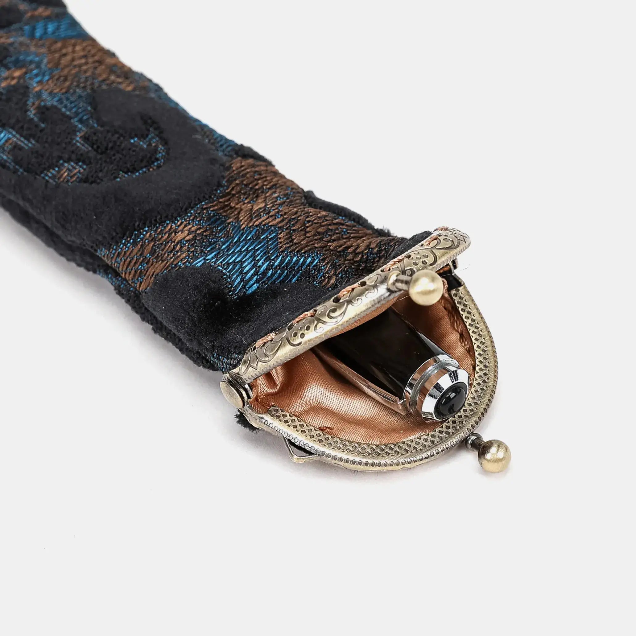 Burnout Velvet Black Solo Pen Case Carpetbag of America open
