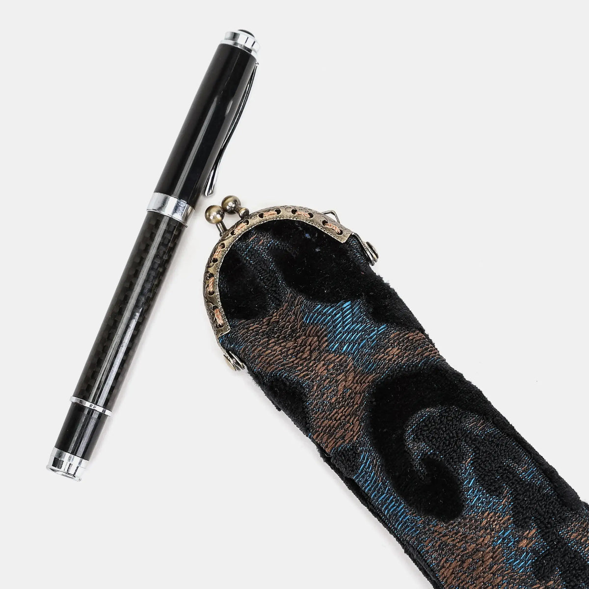 Burnout Velvet Black Solo Pen Case Carpetbag of America with pen
