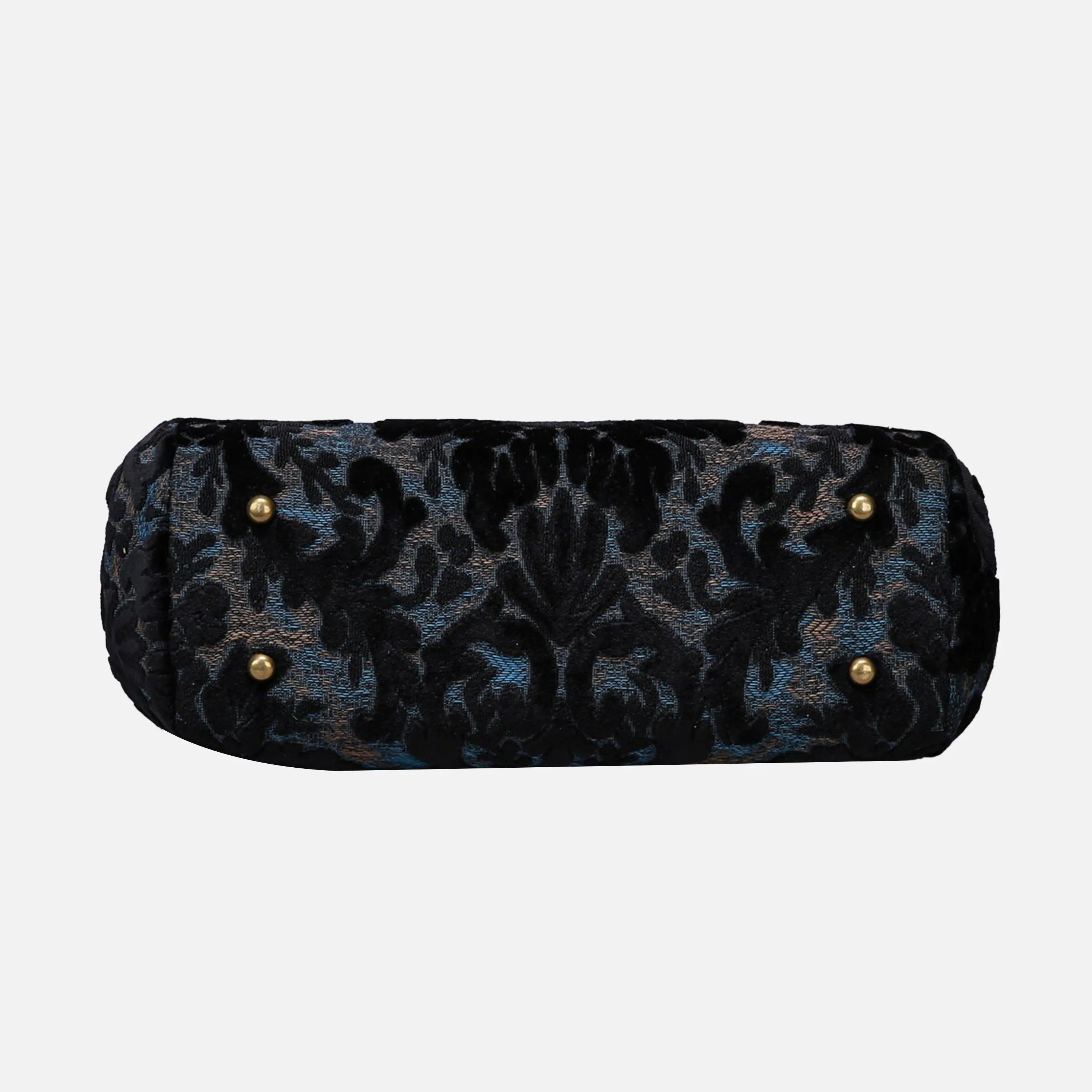 Burnout Velvet Black Top Handle Purse carpet bag of America bottom